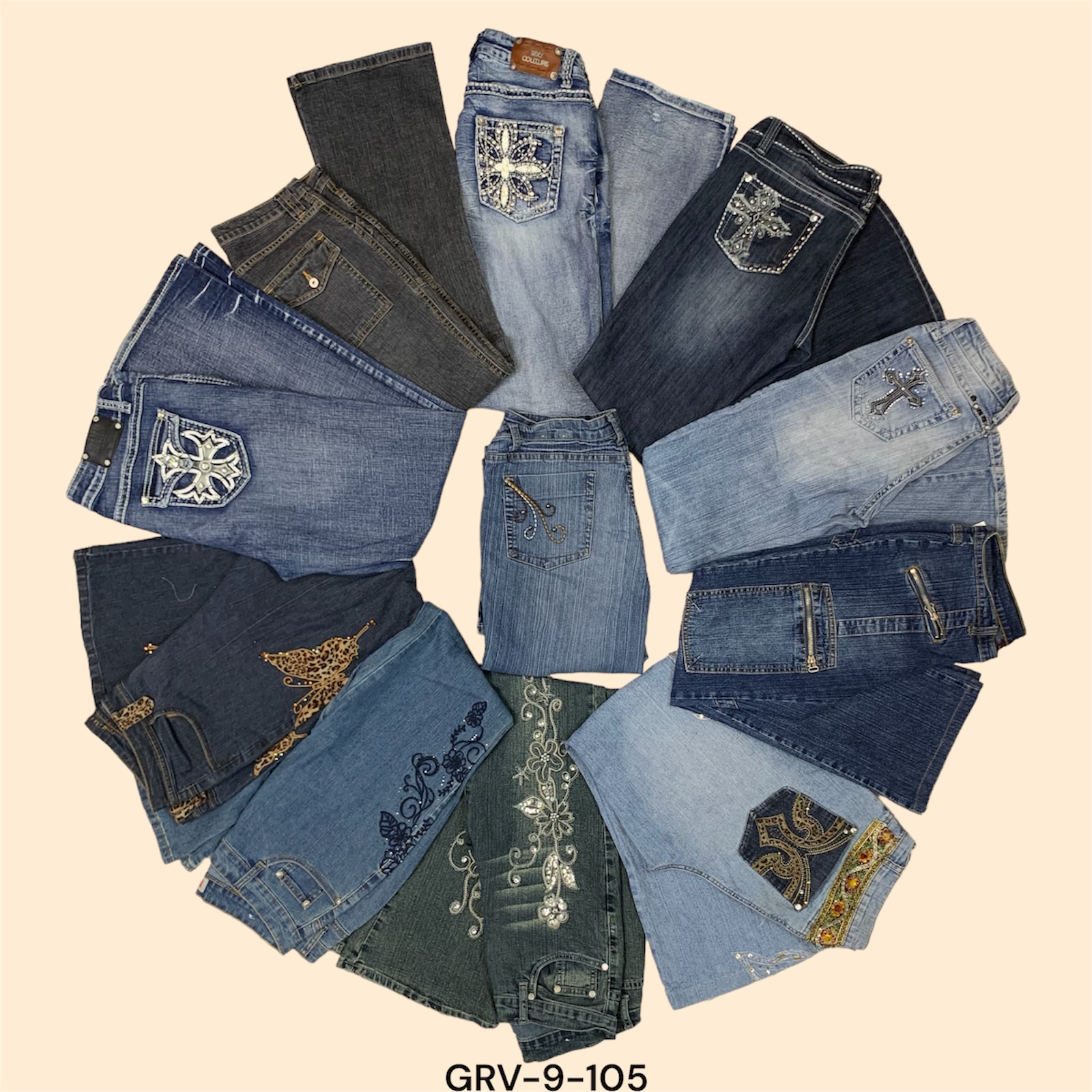 Y2K Embroidered Jeans – Iconic Denim with a Modern Update(9-105)