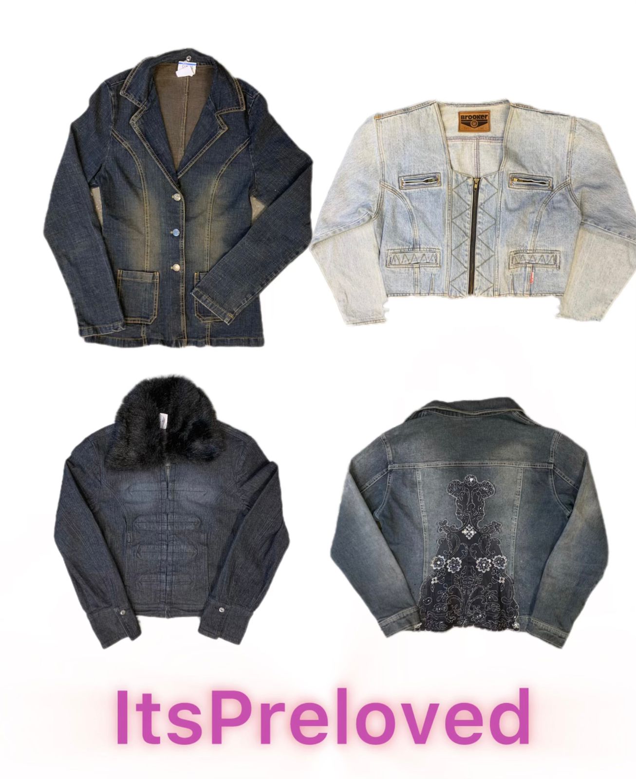 Prix réduit 12 $ Veste en denim Y2k Mix Vibe (RX-798)