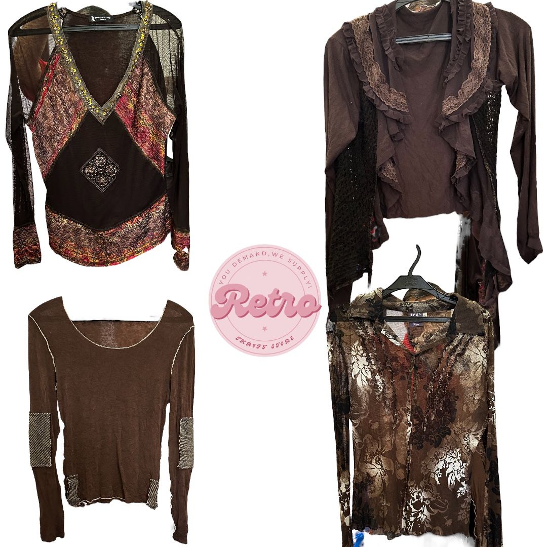 Cocoa Retro : Top en maille marron Y2K 27 pièces