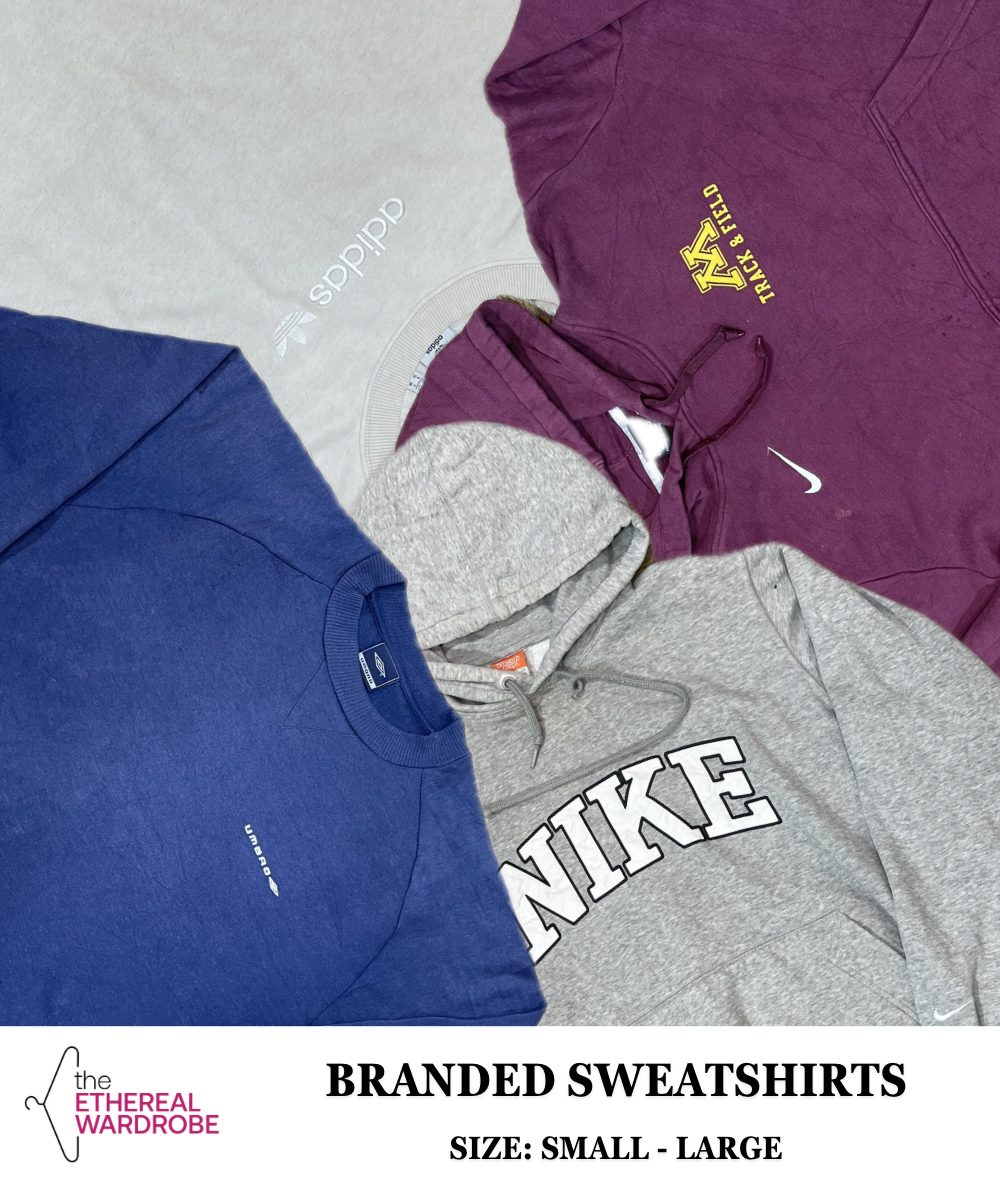 Sweatshirts de marque S-L 20 pièces (pcs avec logo brodé dont Vintage) Nike inclus.