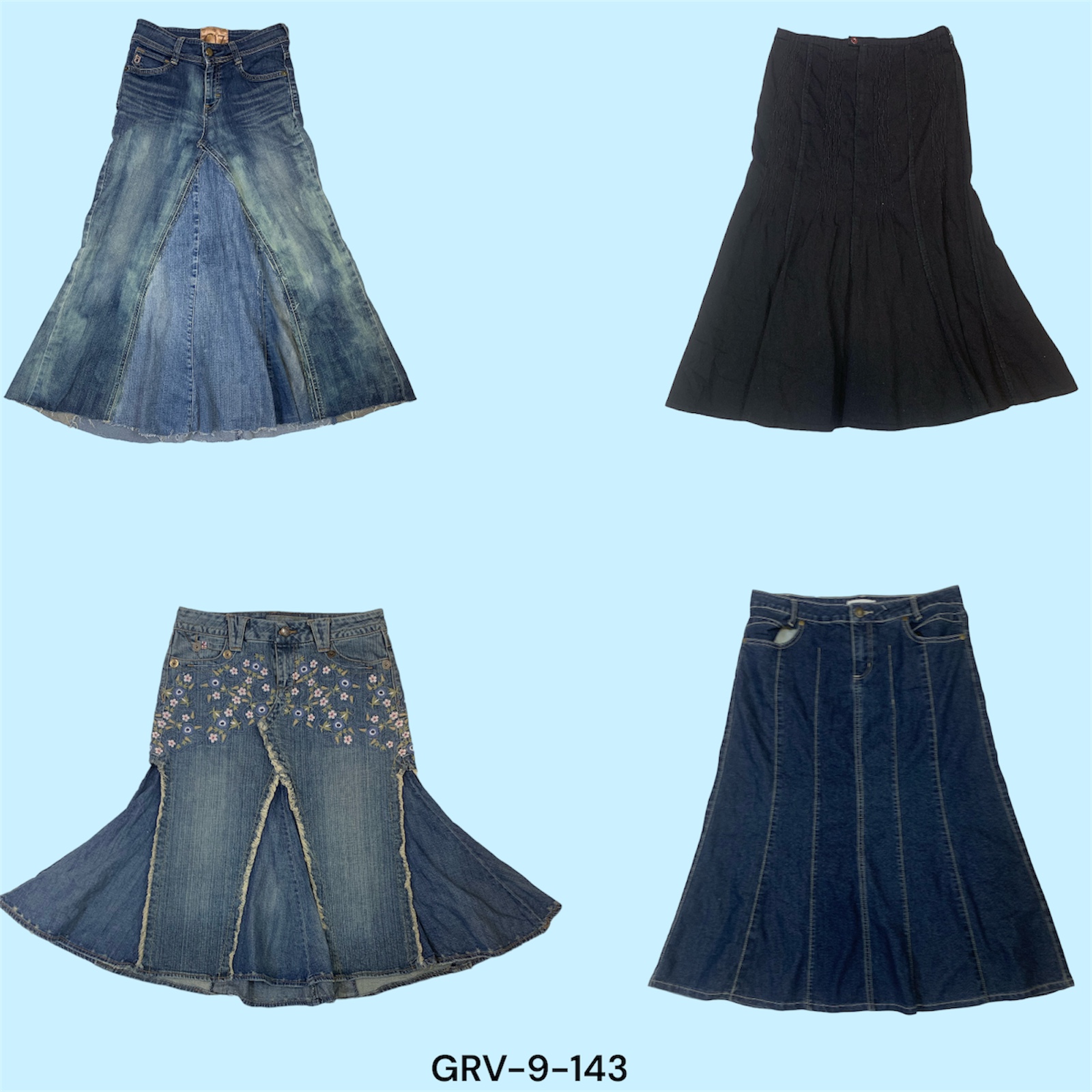 Jupe en denim longue Y2K – Un incontournable pour les amateurs de rétro (9-143)