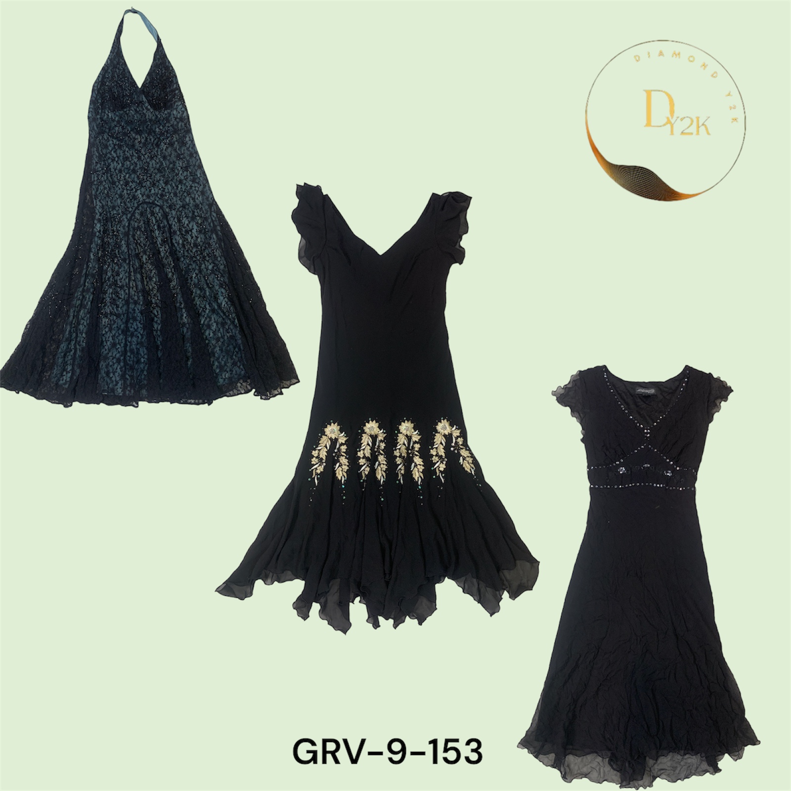 Retro Y2K Black Poly Dress – Effortlessly Chic and Elegant(9-153)