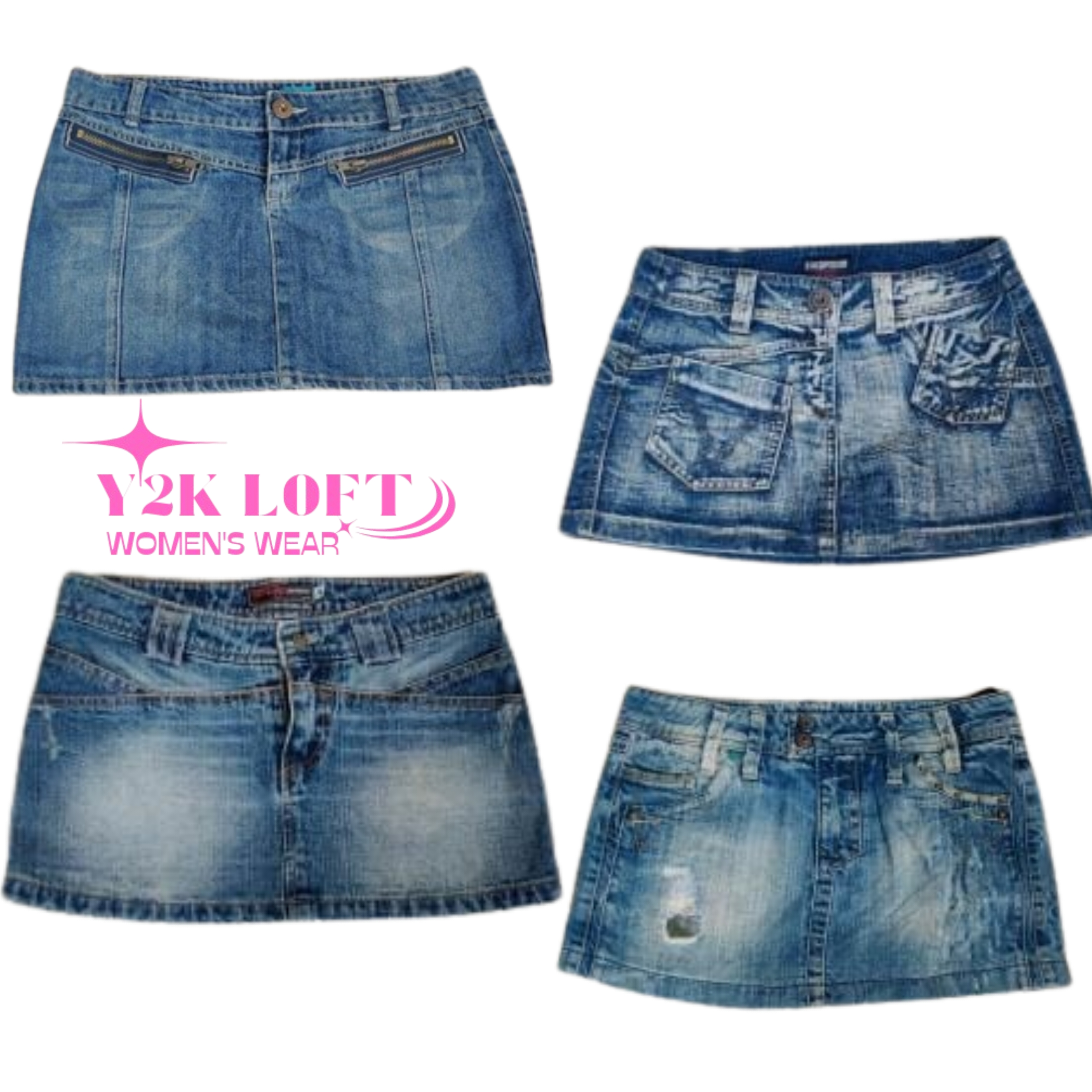 Y2K European Denim Micro Mini Skirt