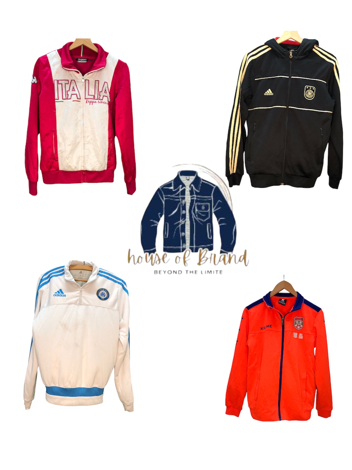 Adidas, Kelme, Umbro, Game Time, Italia Kappa, Lecoq Sportif Fußballjacken