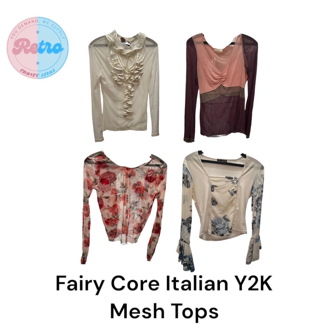 15 pièces de tops en mesh Y2K Fairy Core italiens