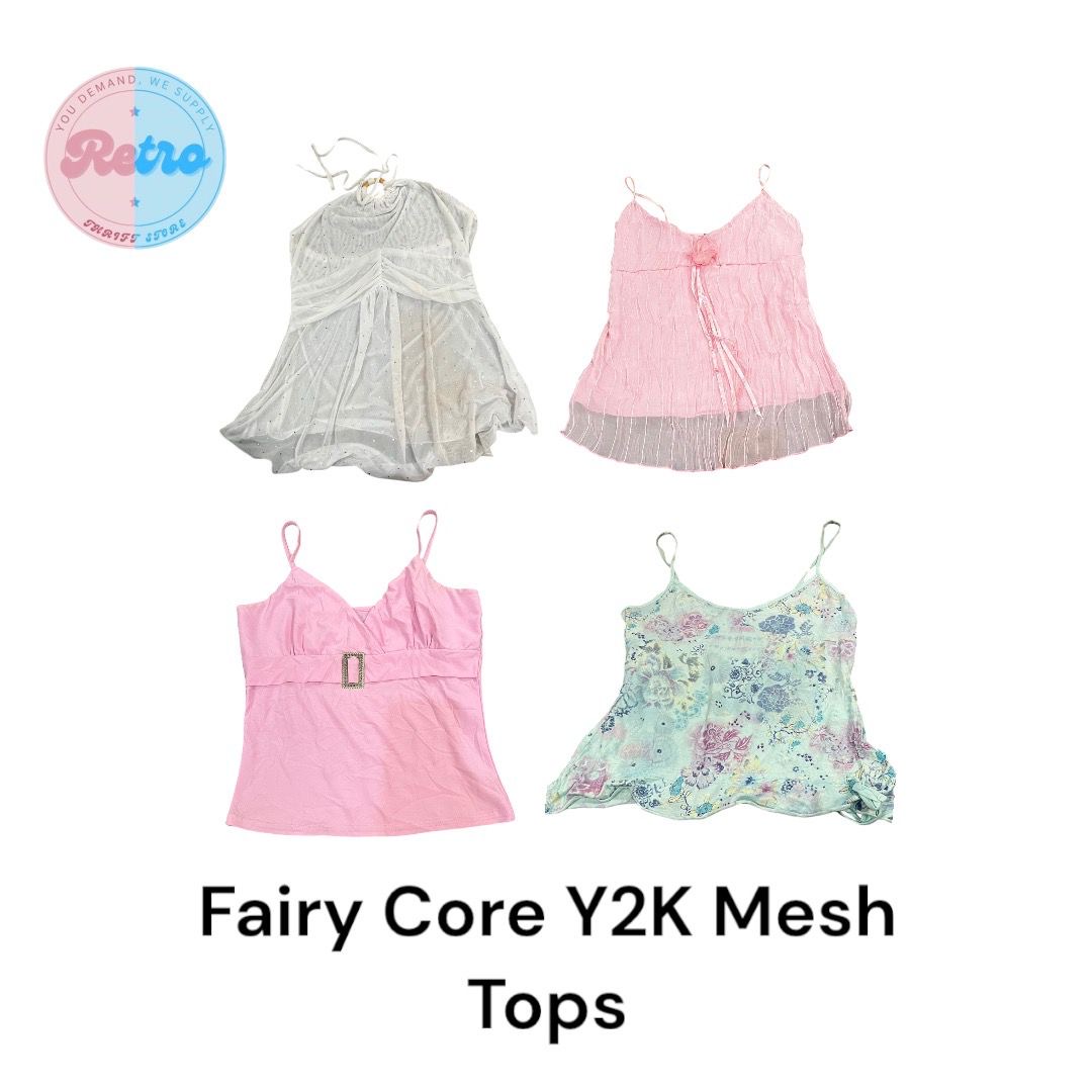 Fairy Core Y2K Mesh Tops: 43 Pieces