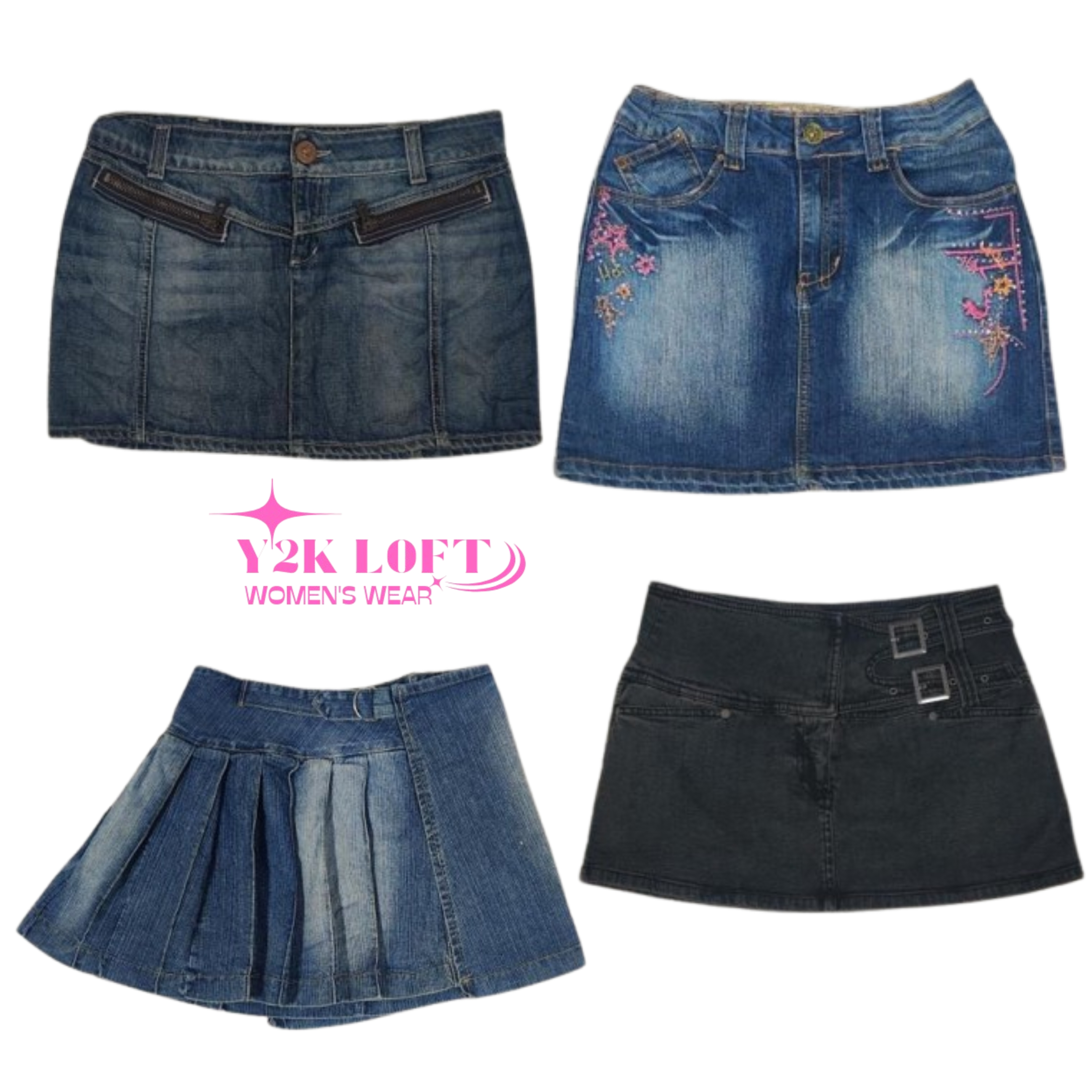 Y2K Unique Denim Skirts Mix