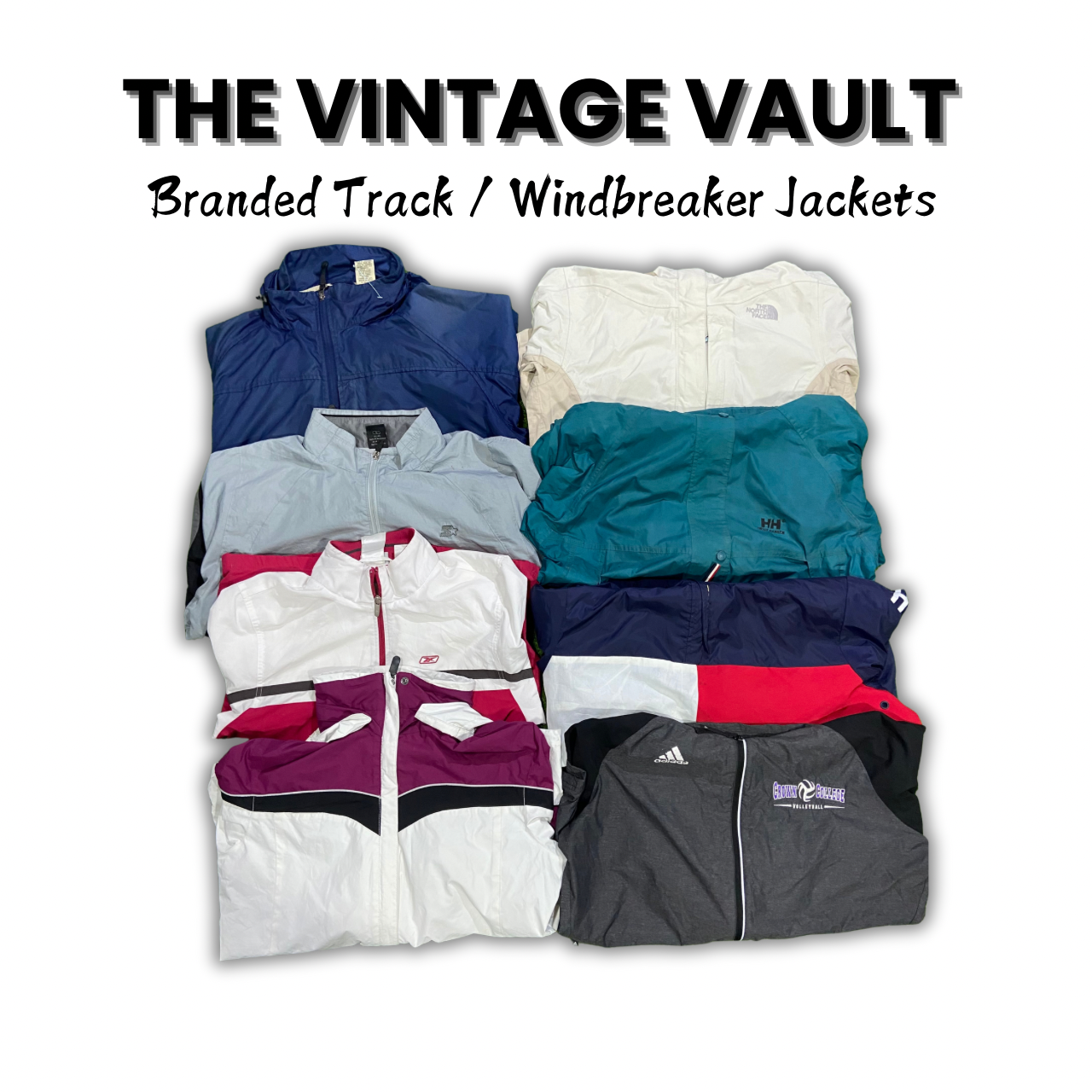 Marken-Track-/Windbreaker-Jacken 50 Stück einschließlich Nike, adidas, Umbro, Reebok, Columbia, Champion, Puma und anderen.