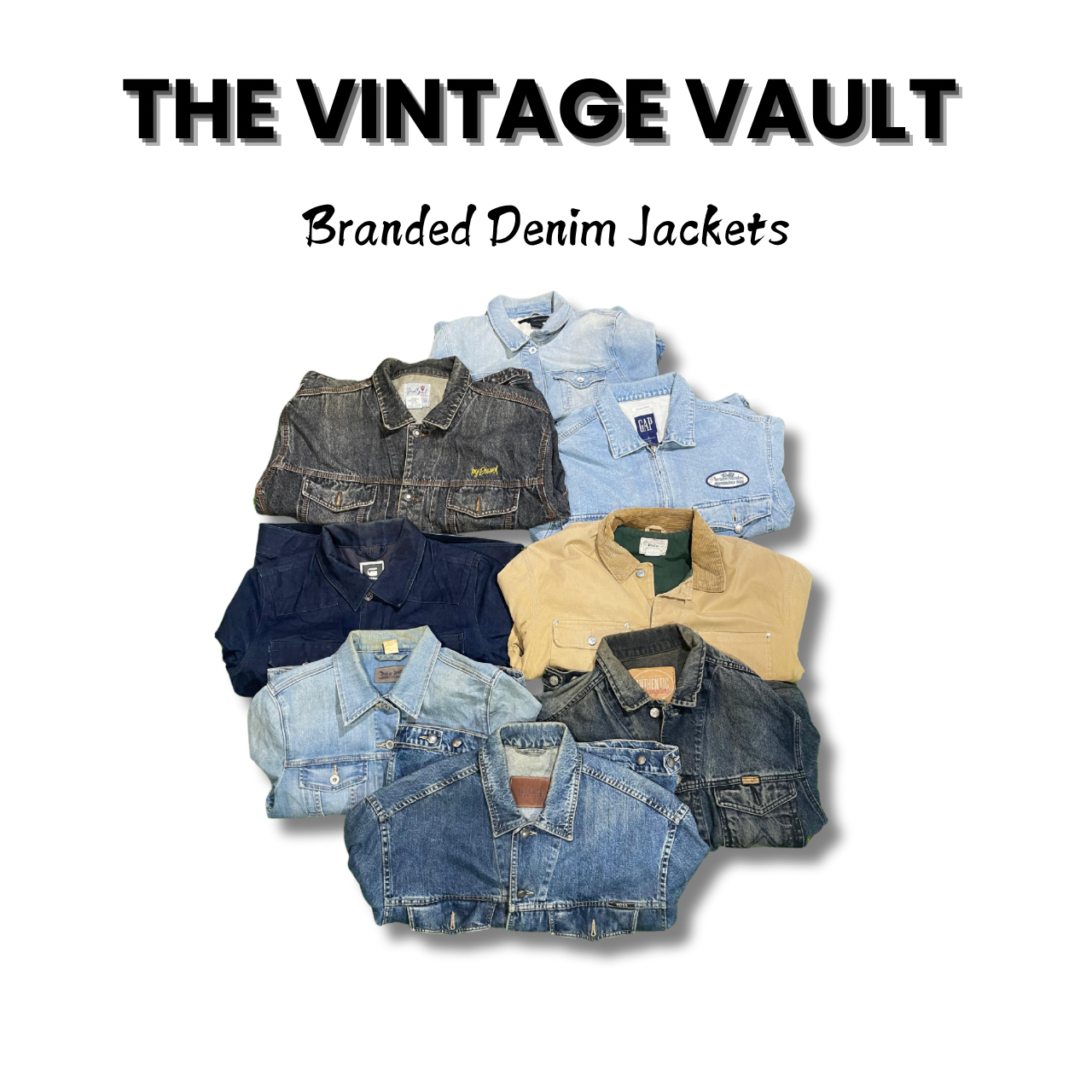 Branded denim jackets 25 pcs including Levi's wrangler polo Tommy and others