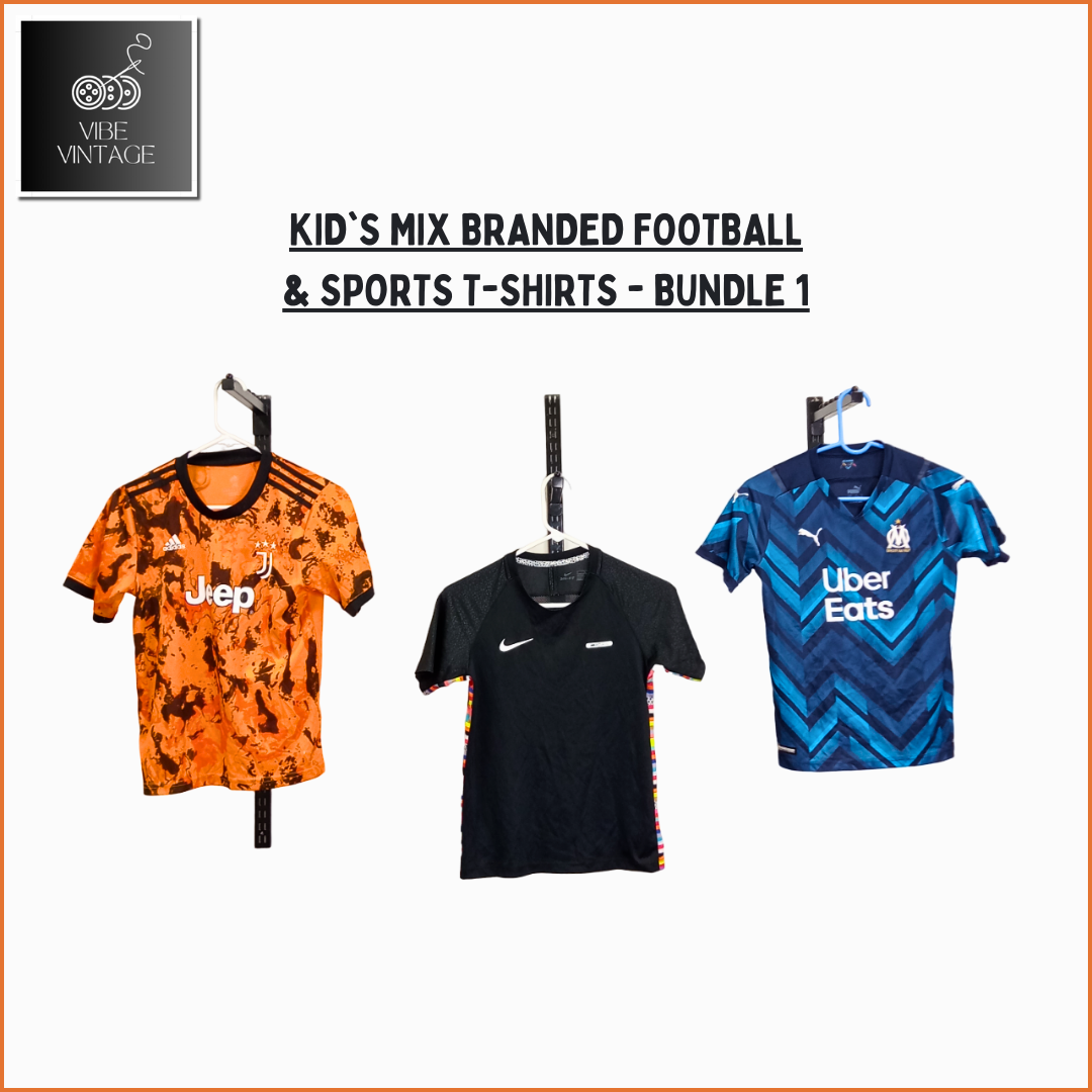 KID'S MIX BRANDED FOOTBALL & SPORTS T-SHIRTS (BUNDLE 1) - 40 PCS