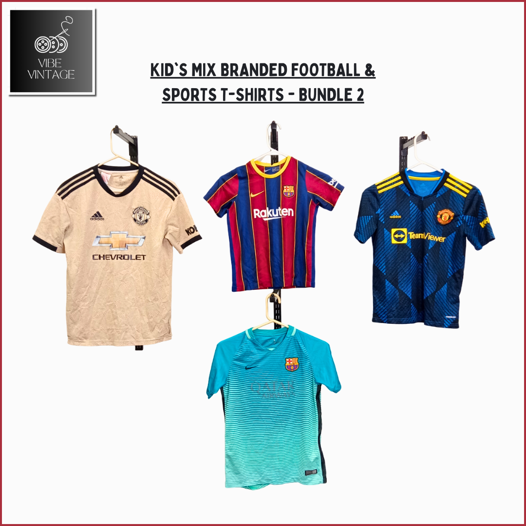 KID'S MIX BRANDED FOOTBALL & SPORTS T-SHIRTS -  (BUNDLE - 2) - 40 PCS