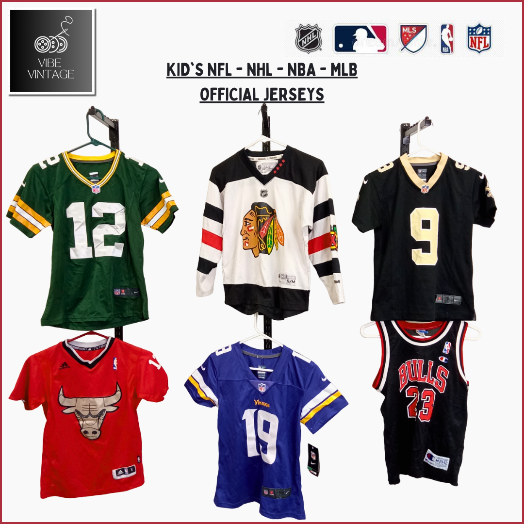 KID'S NFL-NBA-NHL-MLB OFFICIAL DRI-FIT JERSEYS - 18 PCS