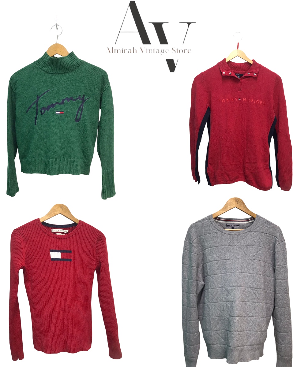 Tommy Hilfiger Crewnecks,v neck half zipper sweaters