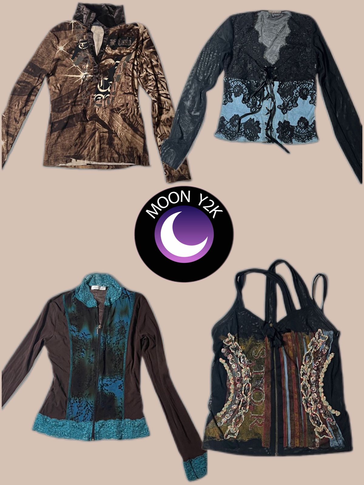 Hauts d'automne grunge boho Y2K mélange (A-11)