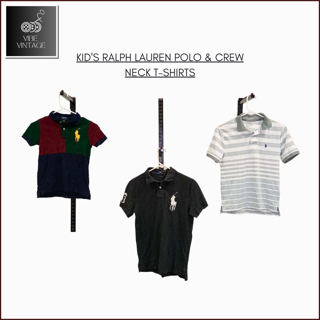 T-SHIRTS EN COTON À COL POLO ET COL ROND POUR ENFANTS RALPH LAUREN - 33 PCS