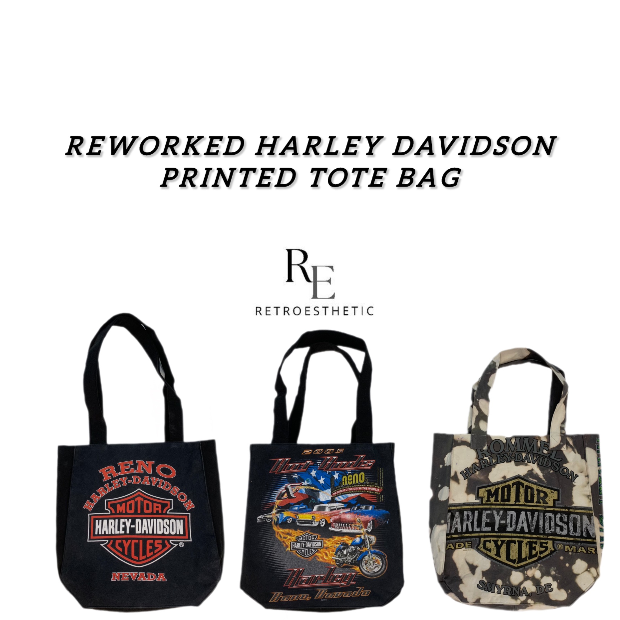 REWORKED Harley Davidson Printed Tote Bag (AW24)