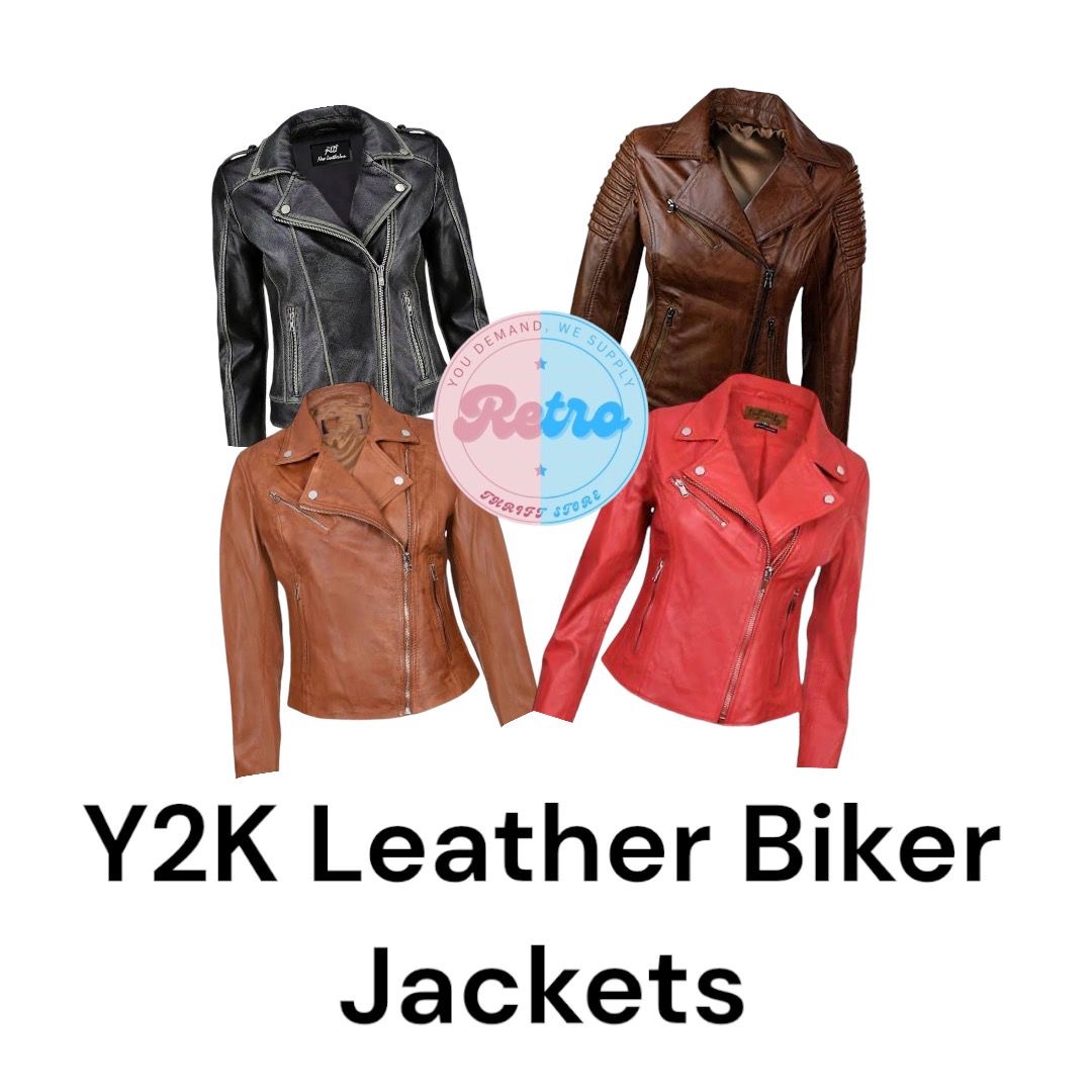 Y2K Veste en Cuir de Motard 10 Pièces