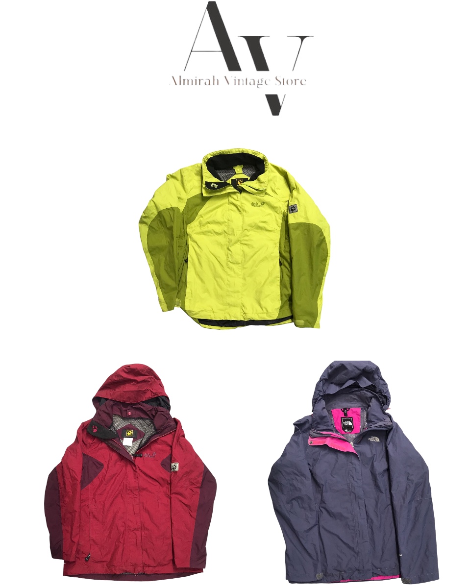 TNF, jackwolfskin, Columbia et d'autres marques de coupe-vent.