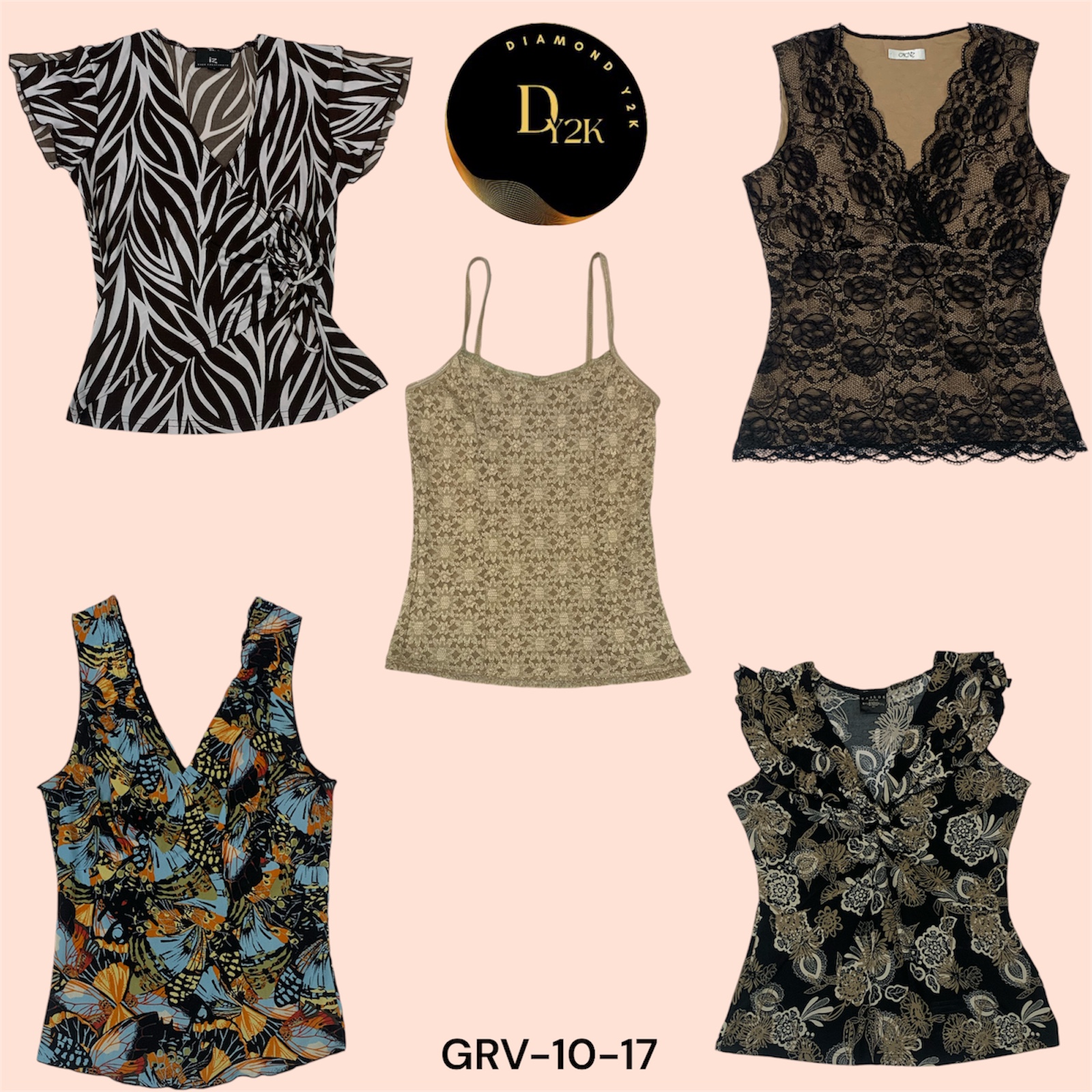 Hauts floraux terrestres boho Y2K - Vintage des années 2000 (GRV-10-017)