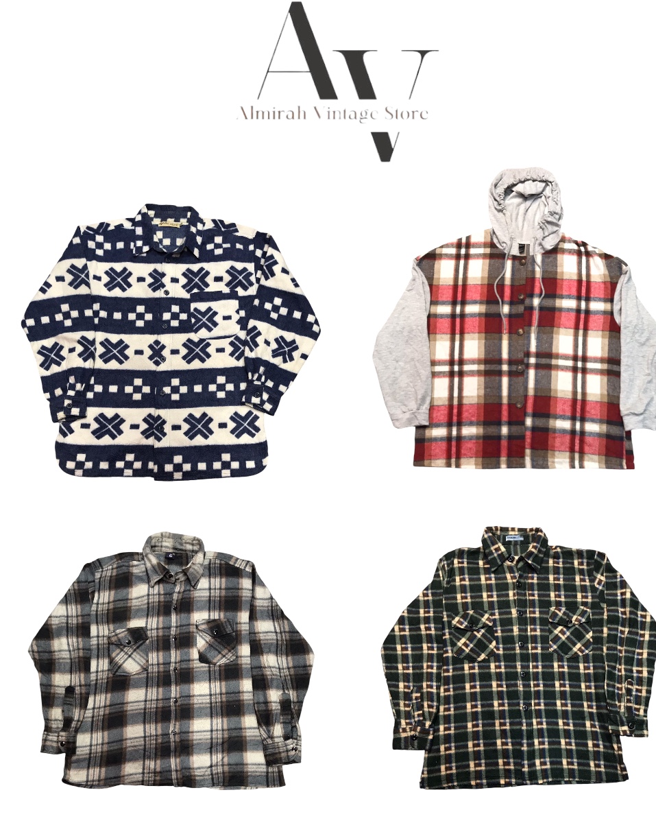 Chemises en flanelle à fermeture éclair complète en polaire et à boutons complets.