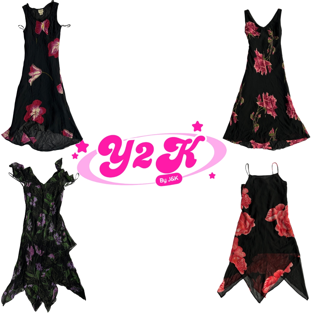 Y2K Floral Fantasy Midi Dress ft Beaded Dresses