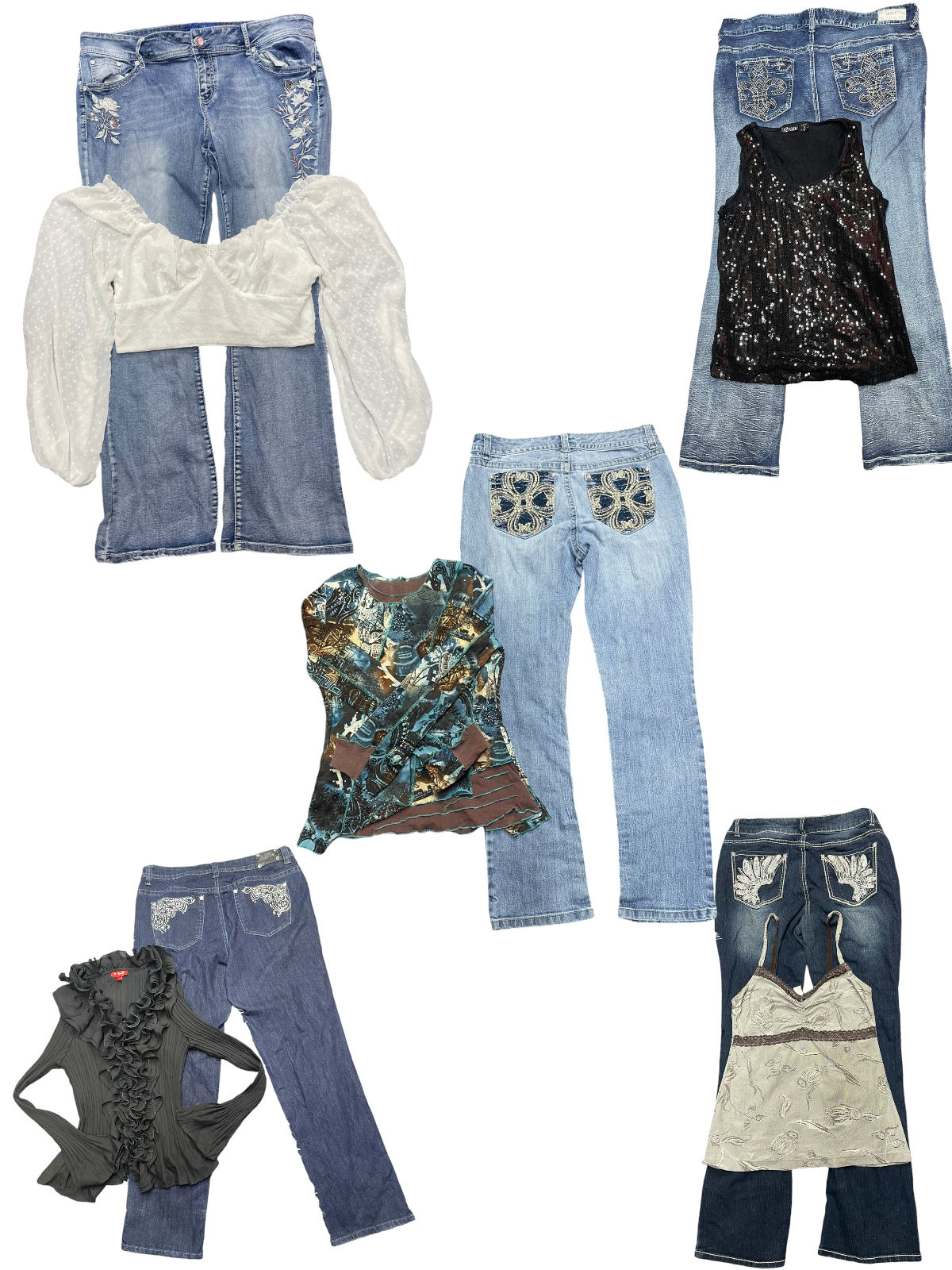 Bellissimi jeans e top in stile y2k e fast fashion.