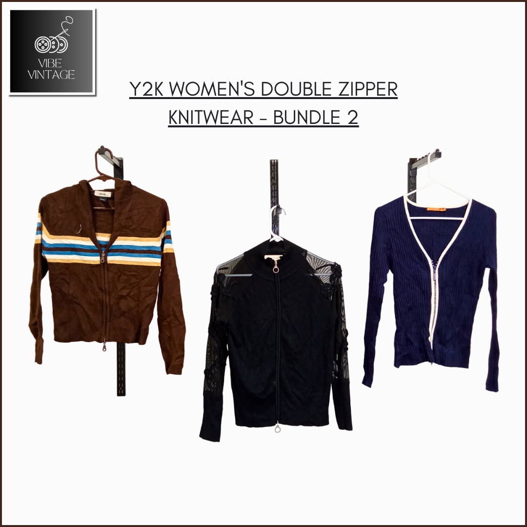 Y2K FRAUEN DOPPELSZIP-ZIEHKNITTWARE - BUNDLE 2 - 10 TEILE