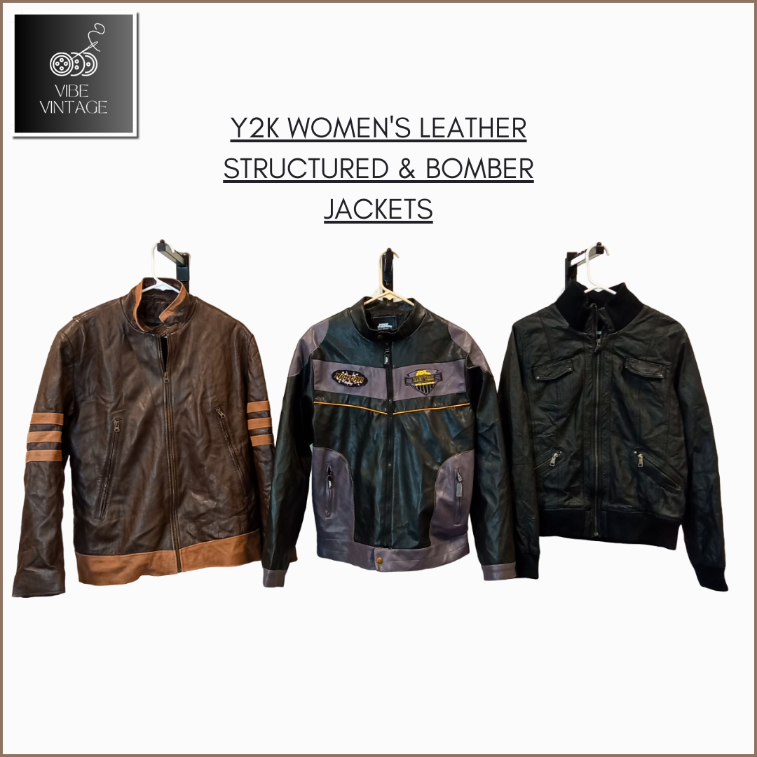 Y2K WOMEN'S LEATHER STRUCTURED & BOMBER JACKETS - 12 PCS