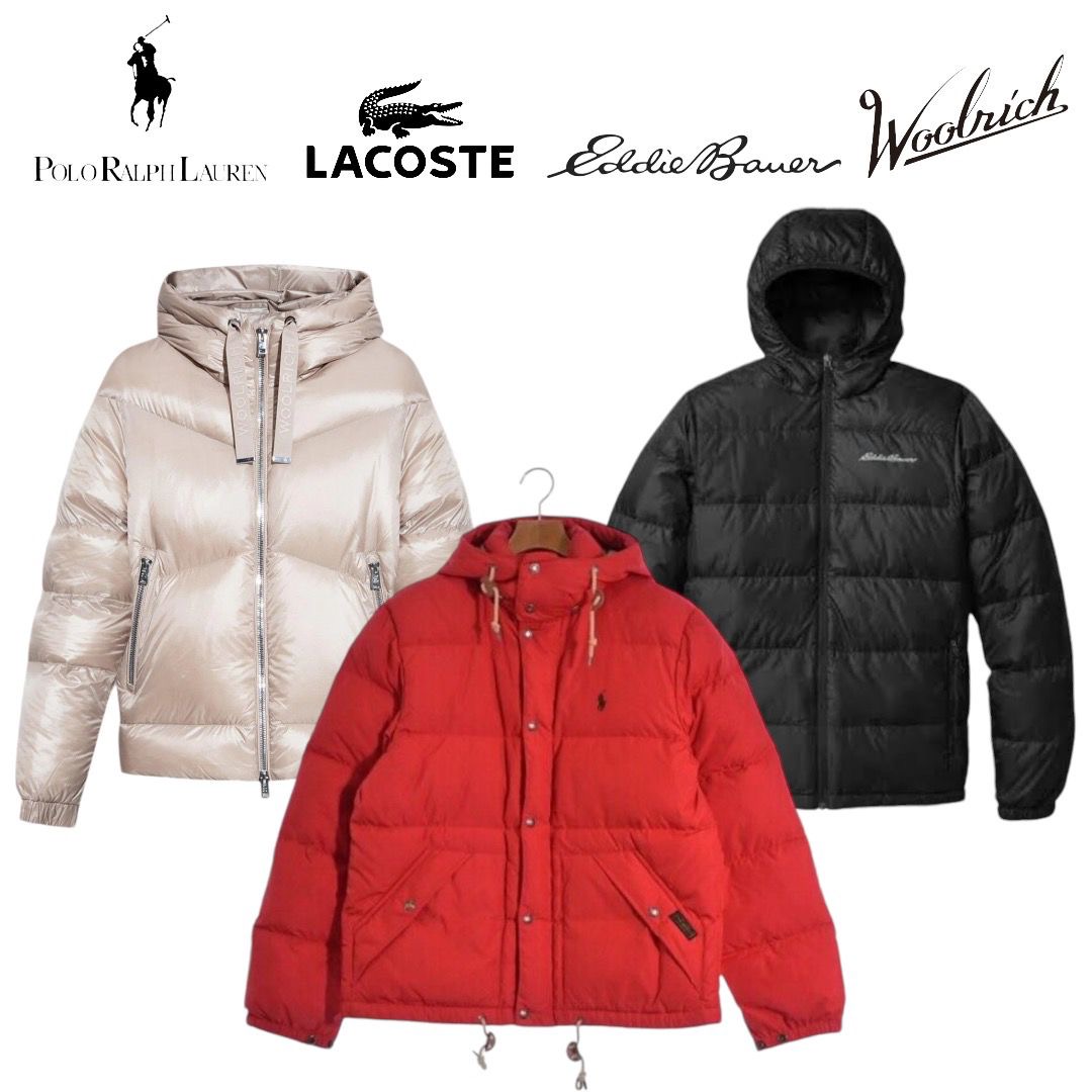 Vestes rembourrées de marque *Polo* *Lacoste* *WoolRich* *EddieBauer* 10 pièces