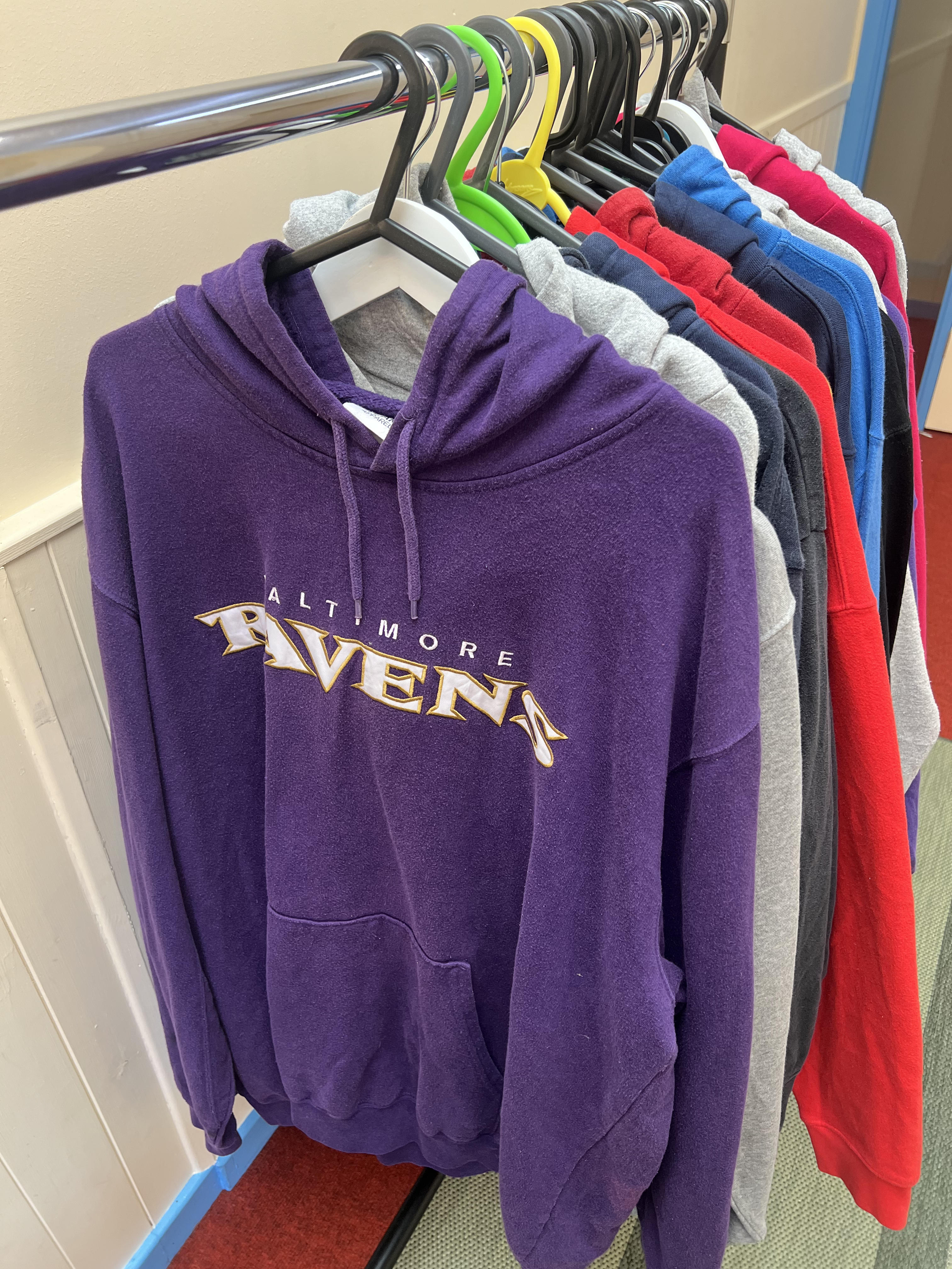 American branded sports and university hoodies and sweatshirts