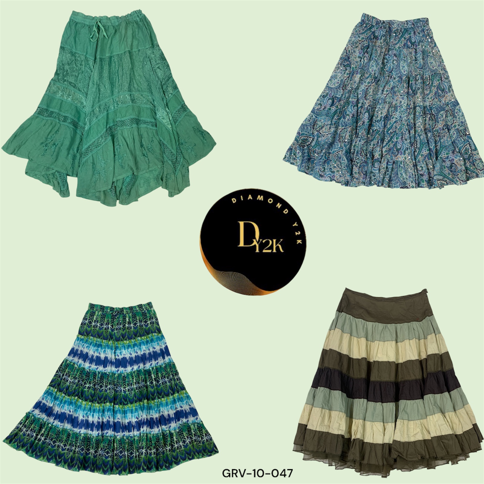 Olive Dream Y2K Long Cotton Skirt (GRV-10-047)