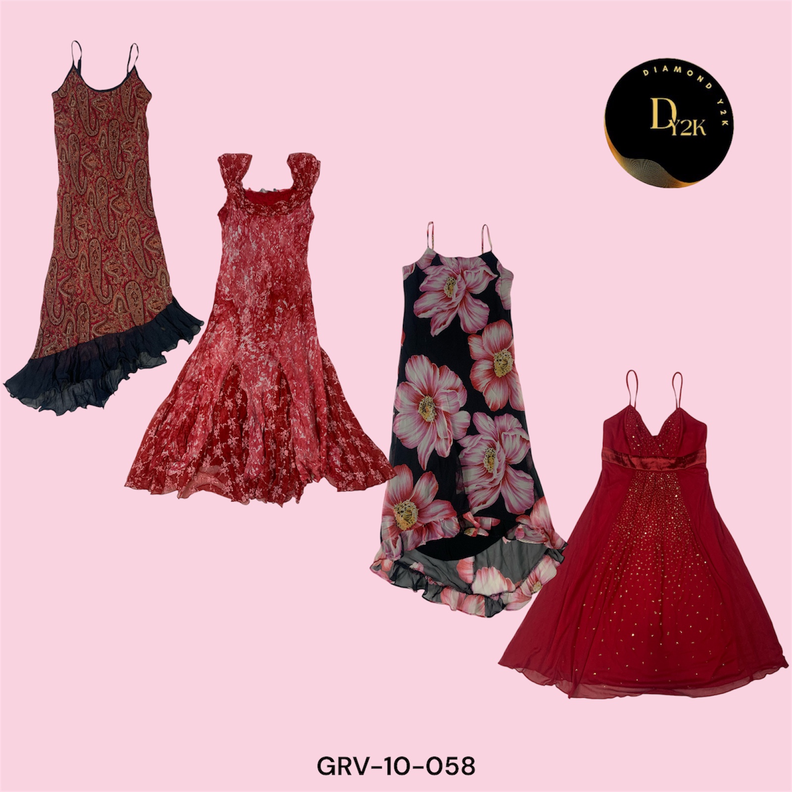 Y2K Pétales en Rouge : Robe Florale Tendance (GRV-10-058)