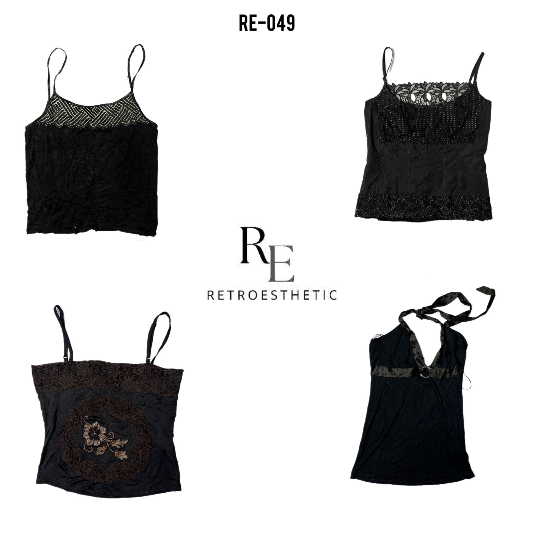 Y2K Hauts Camis noirs (RE-049)
