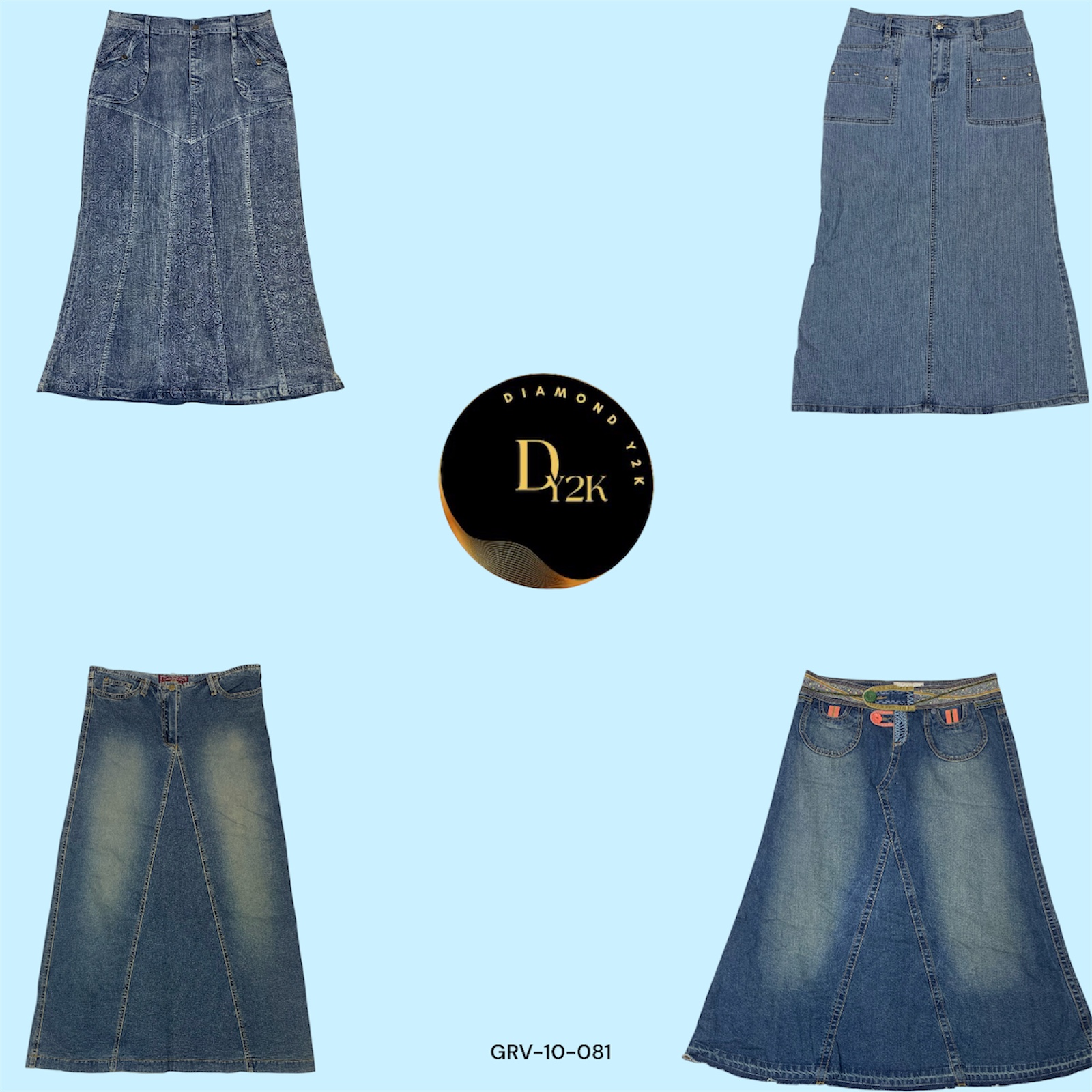 Jupes maxi en denim Y2K Vibe – Rêve Vintage (GRV-10-081)