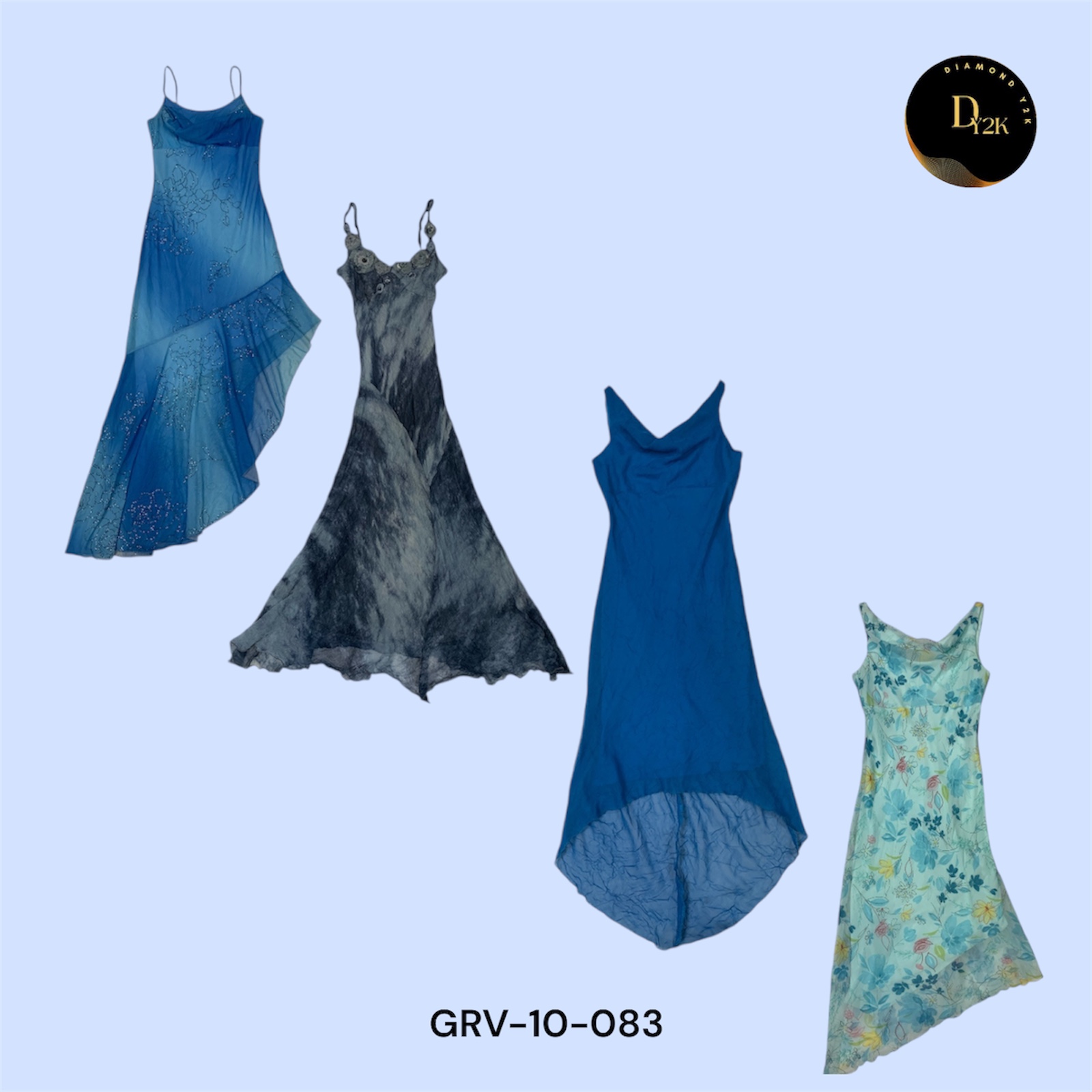 Robe en poly bleu inspirée Y2K – Tendance et intemporelle (GRV-10-084)