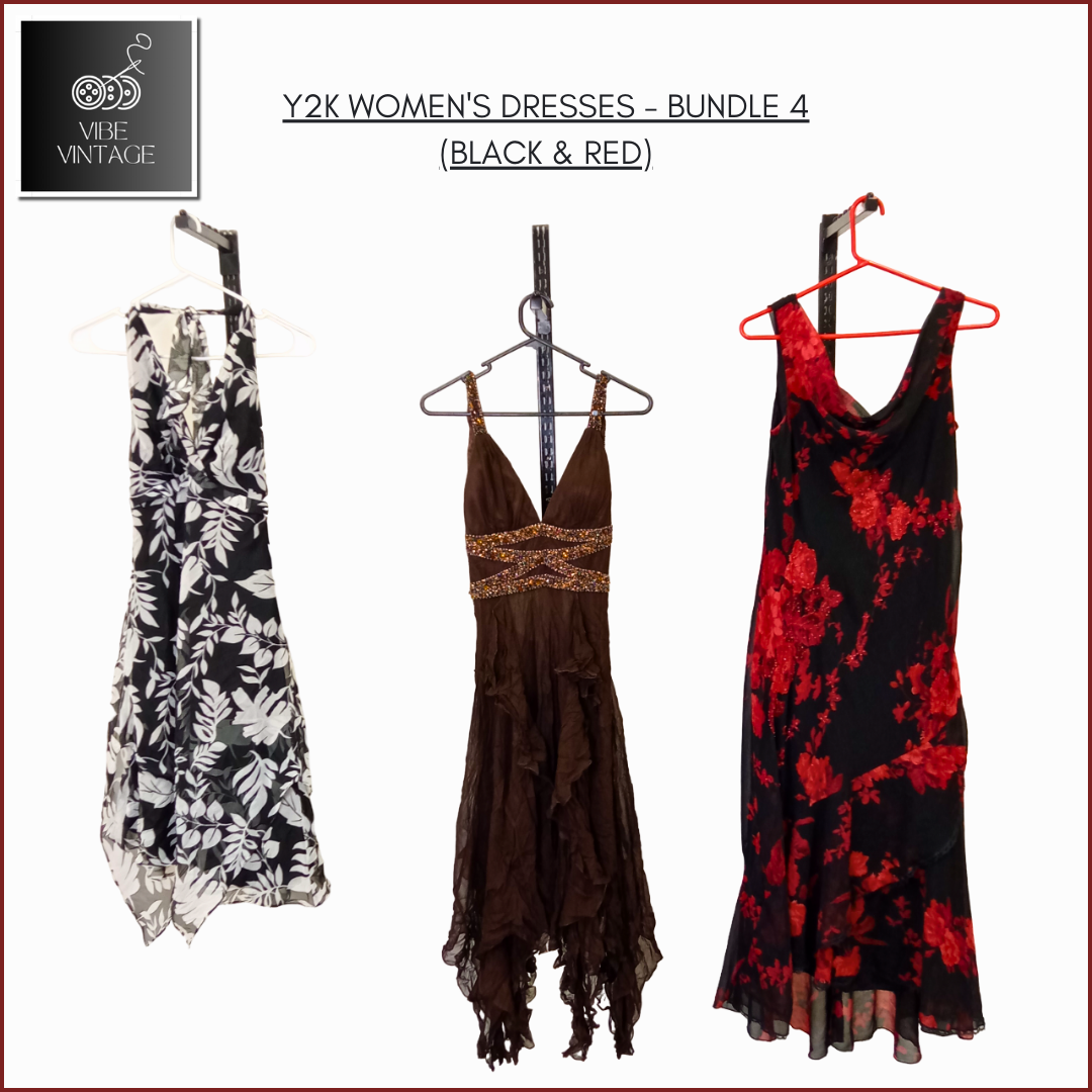 ROBE FEMMES Y2K - ENSEMBLE 4 (NOIR & ROUGE) - 12 PCS