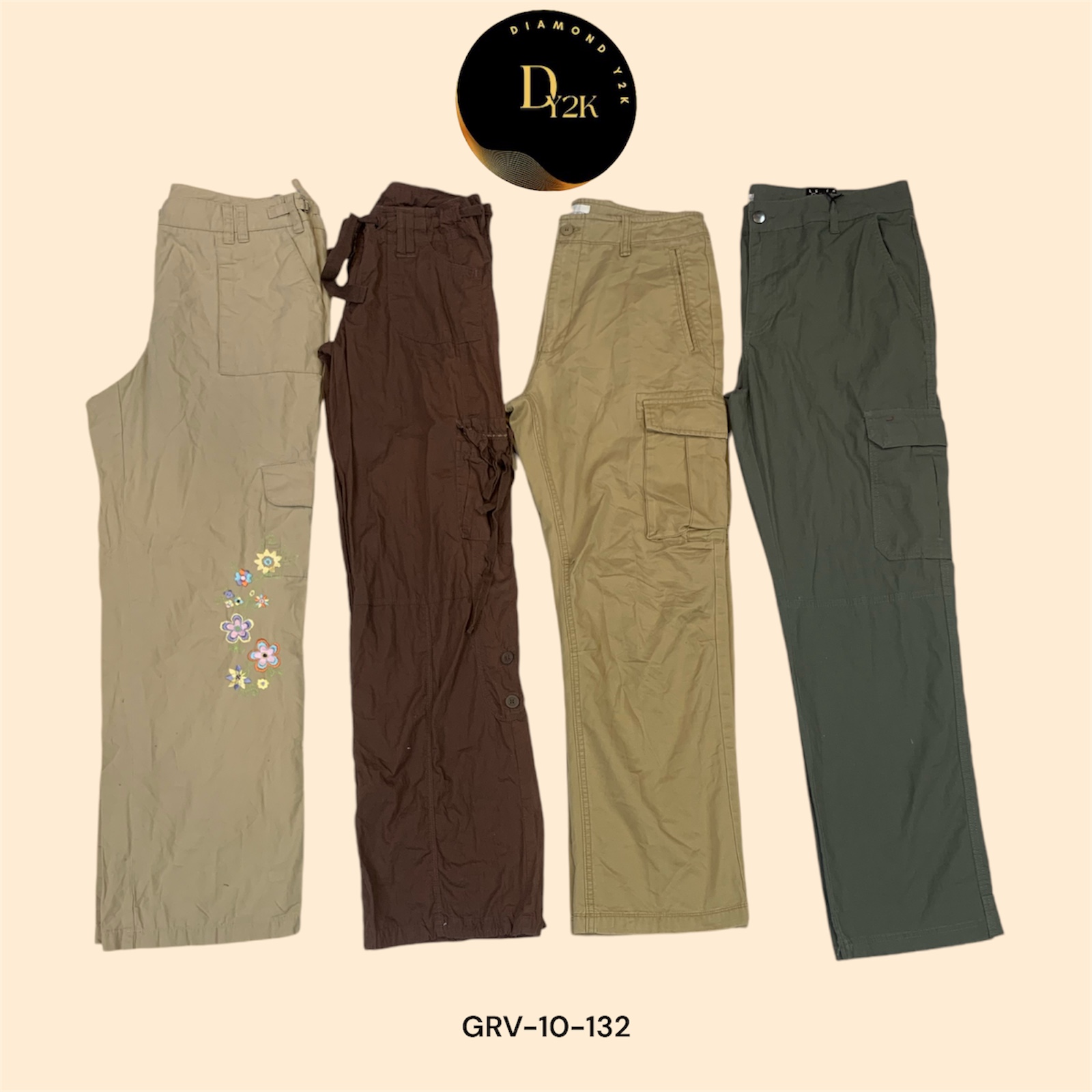 Retro Y2K Cargo-Hose mit vielen Taschen (GRV-10-132)