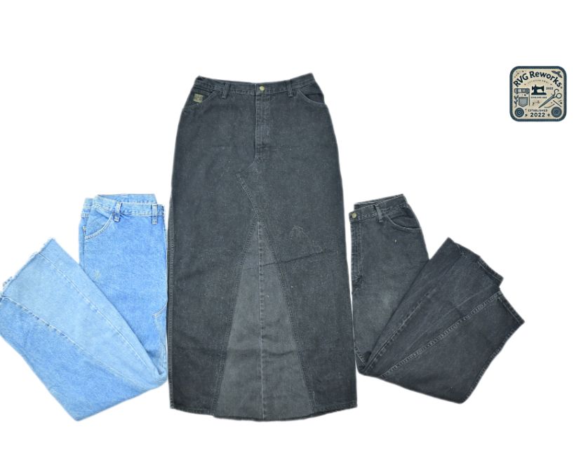 Reworked Denim Long Skirt