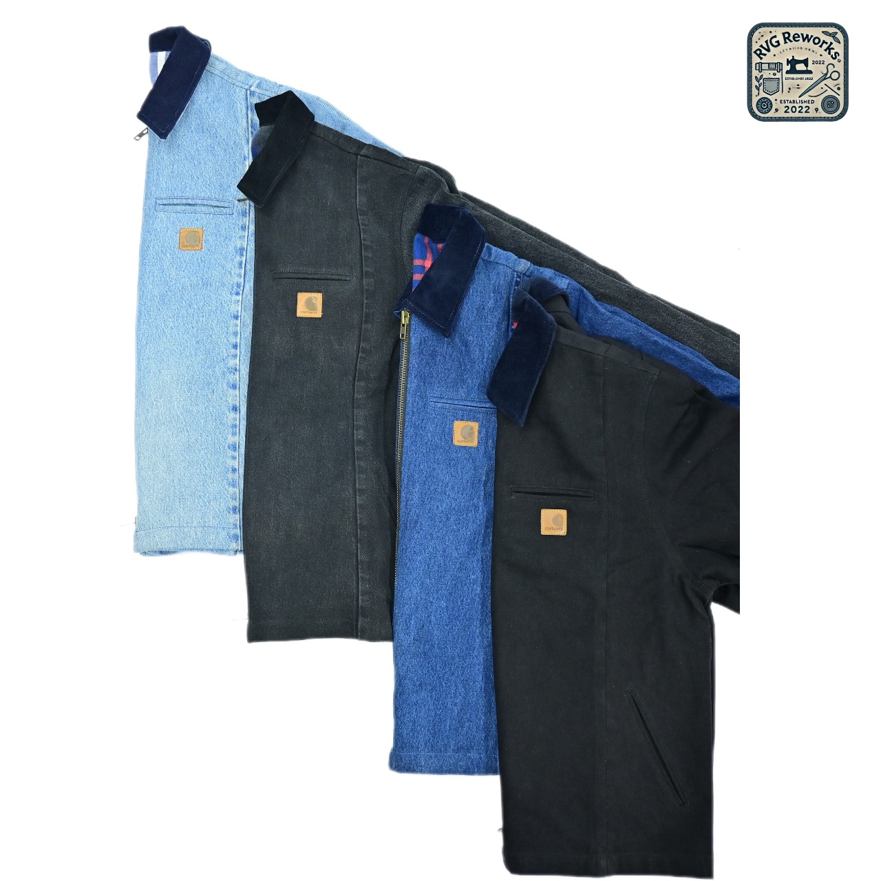 Giacca in denim Carhartt rielaborata con colletto in corduroy