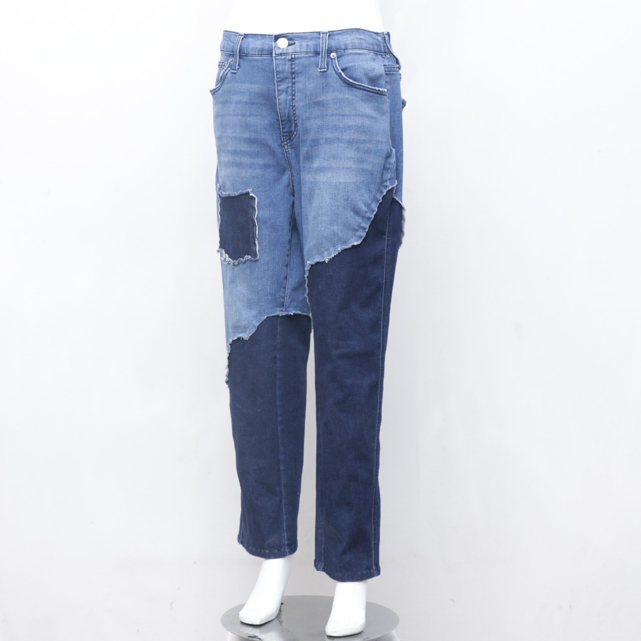 Überarbeitete zweifarbige Denim-Hose