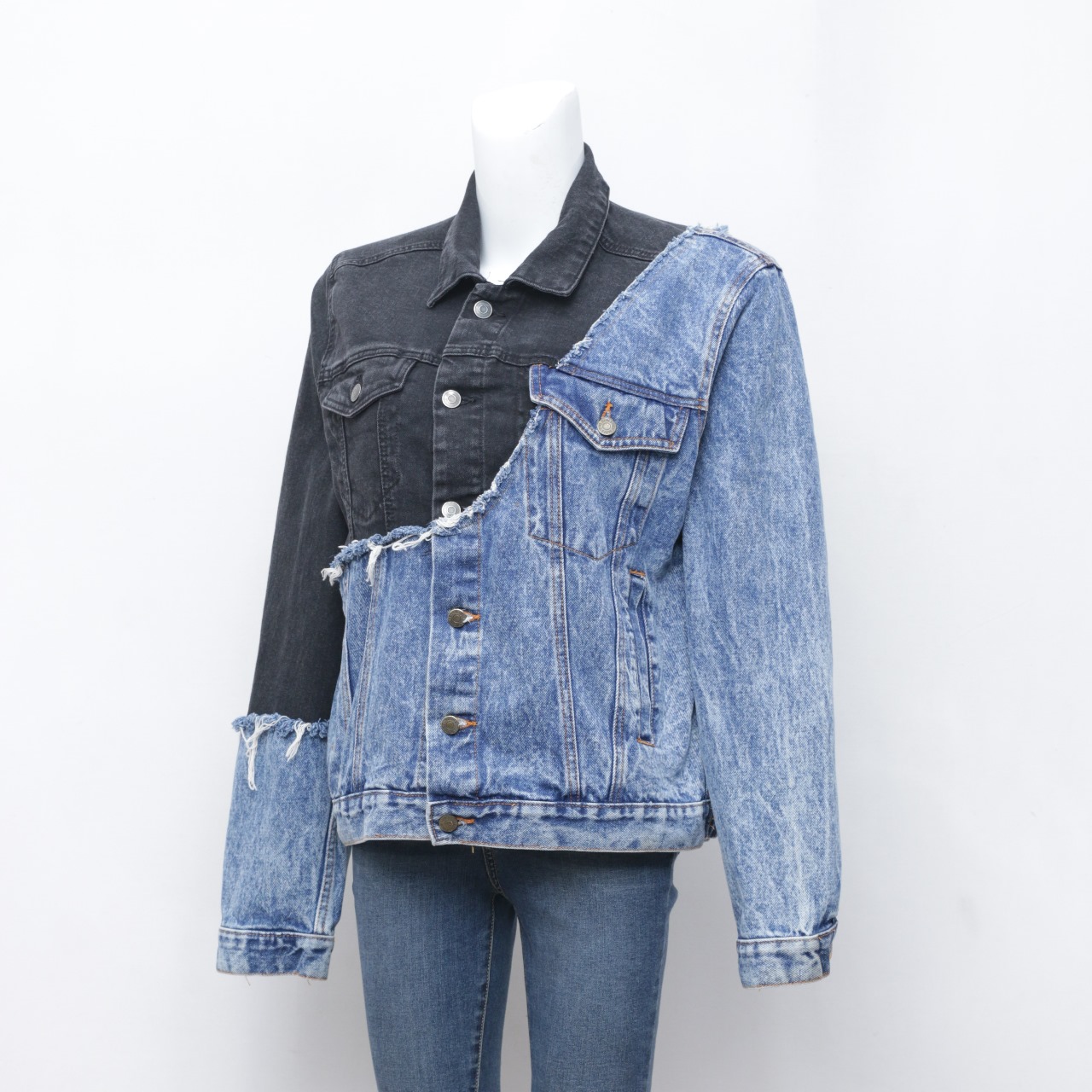 Reworked Two Tone Denim Jackets