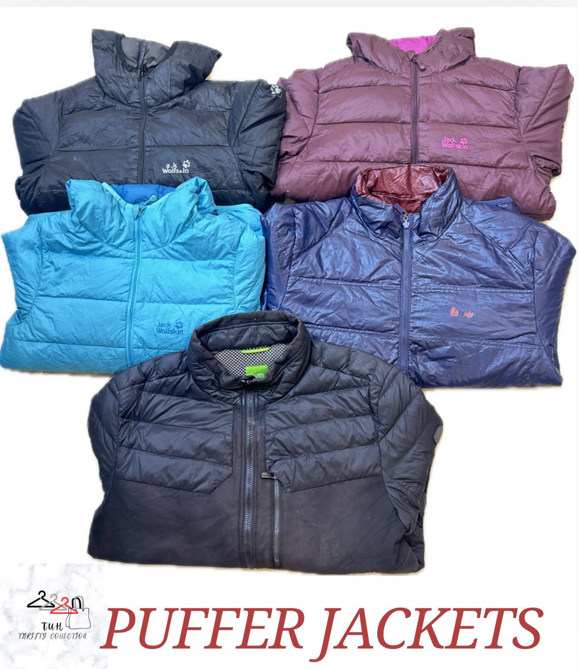 Mid Layer puffer jackets (Mix brands including The North face, Tommy Hilfigure, RAB, Mammut, Ellesse, Hugo boss, Jack wolf skin, lee cooper, Canadian peak.)