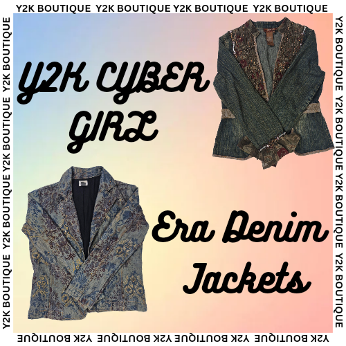 Y2K CYBER GIRL Ära DENIM JACKTE