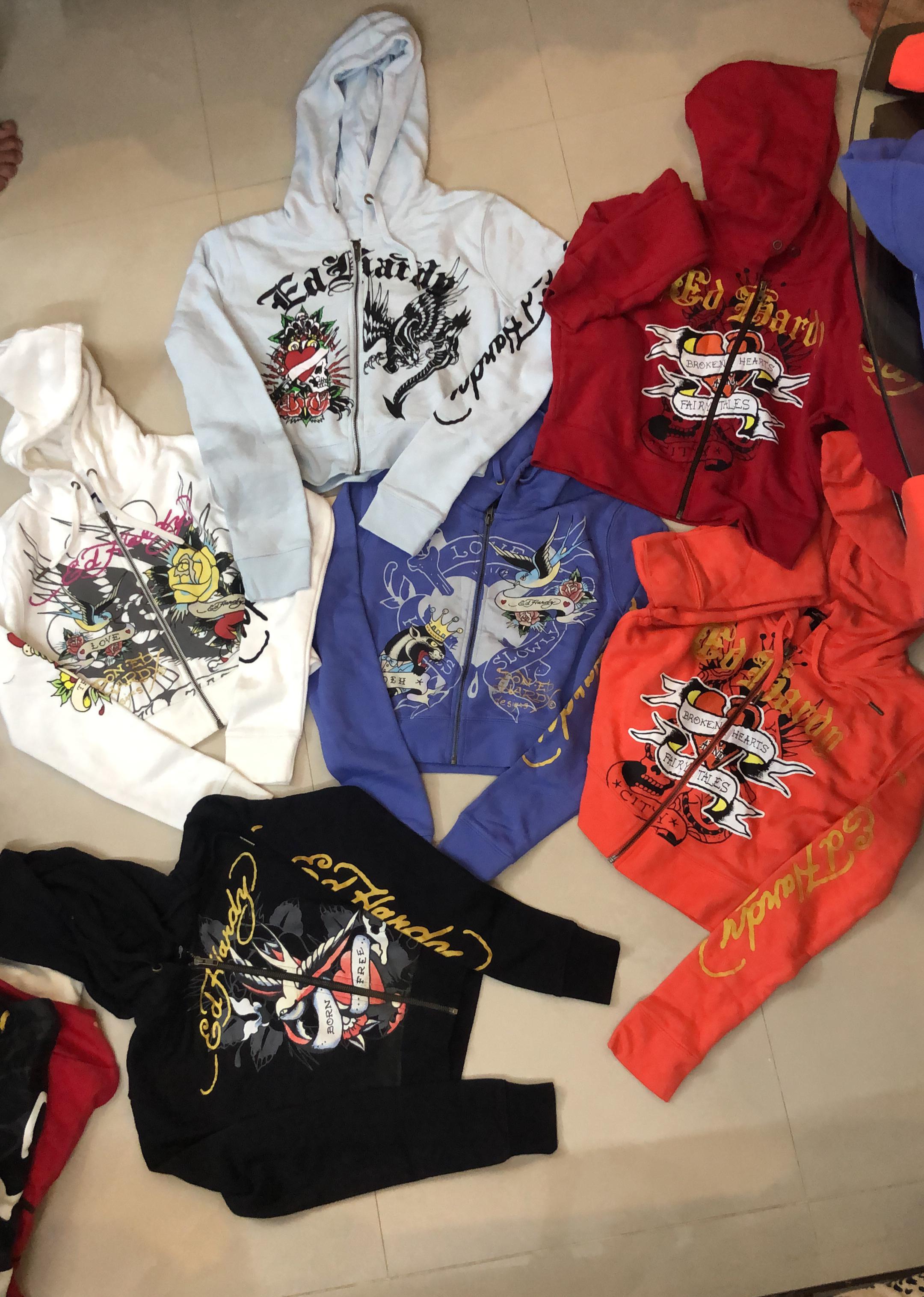 ED Hardy Ladies Cropped Zipper Hoodies - 35 pcs Leftover/Deadstock Hoods