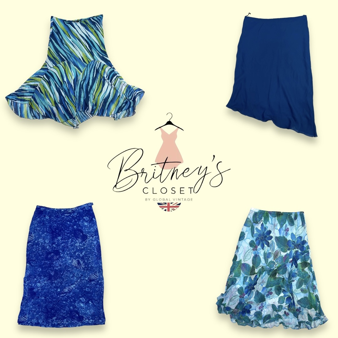 Y2K 90s Lagoon Formal Colors Poly Skirts - 10 Pieces ( BC-10-24 )