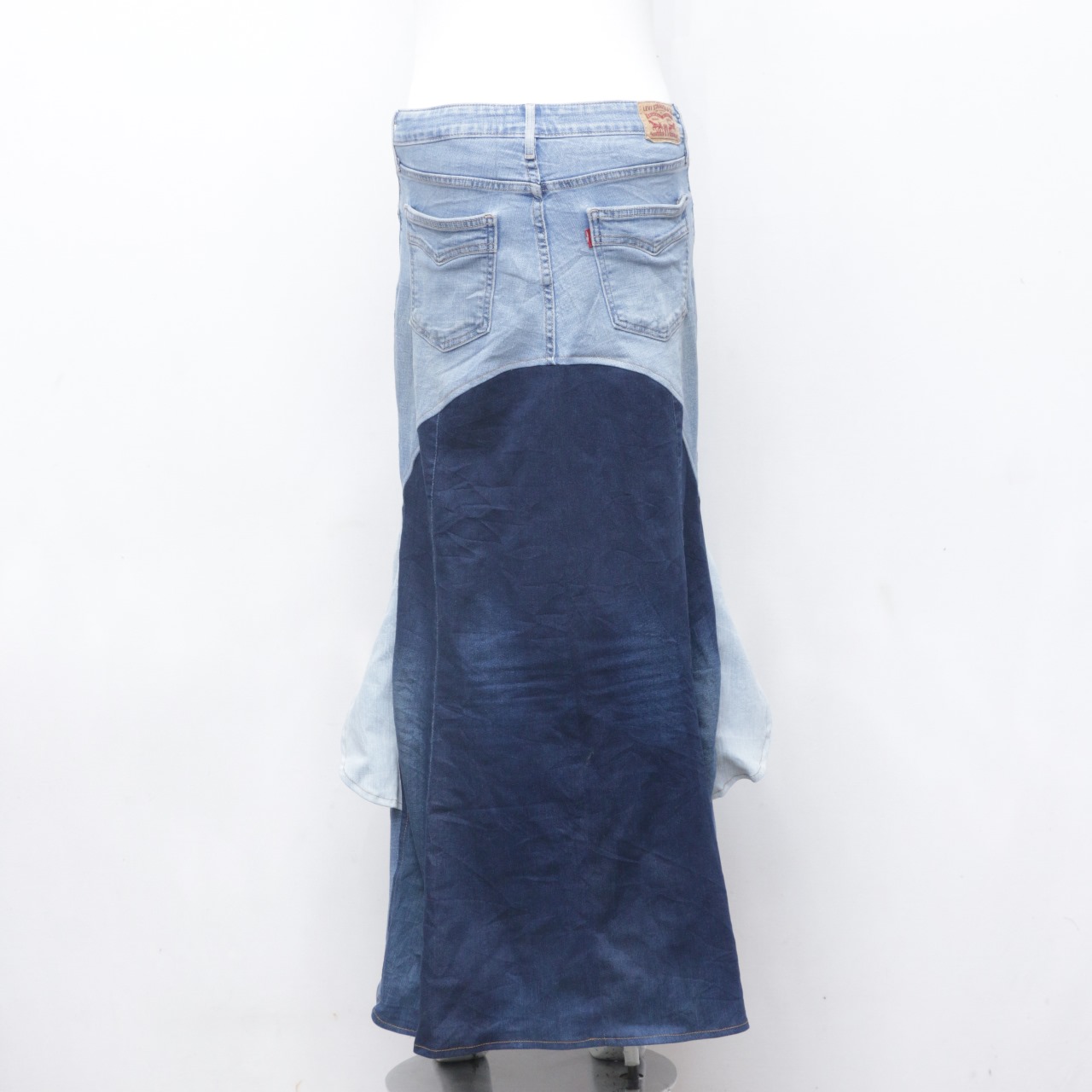 Rework Denim Ruffles Three Tone Skirts