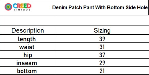 Upcycled Denim Patch Pant With Bottom Side Hole