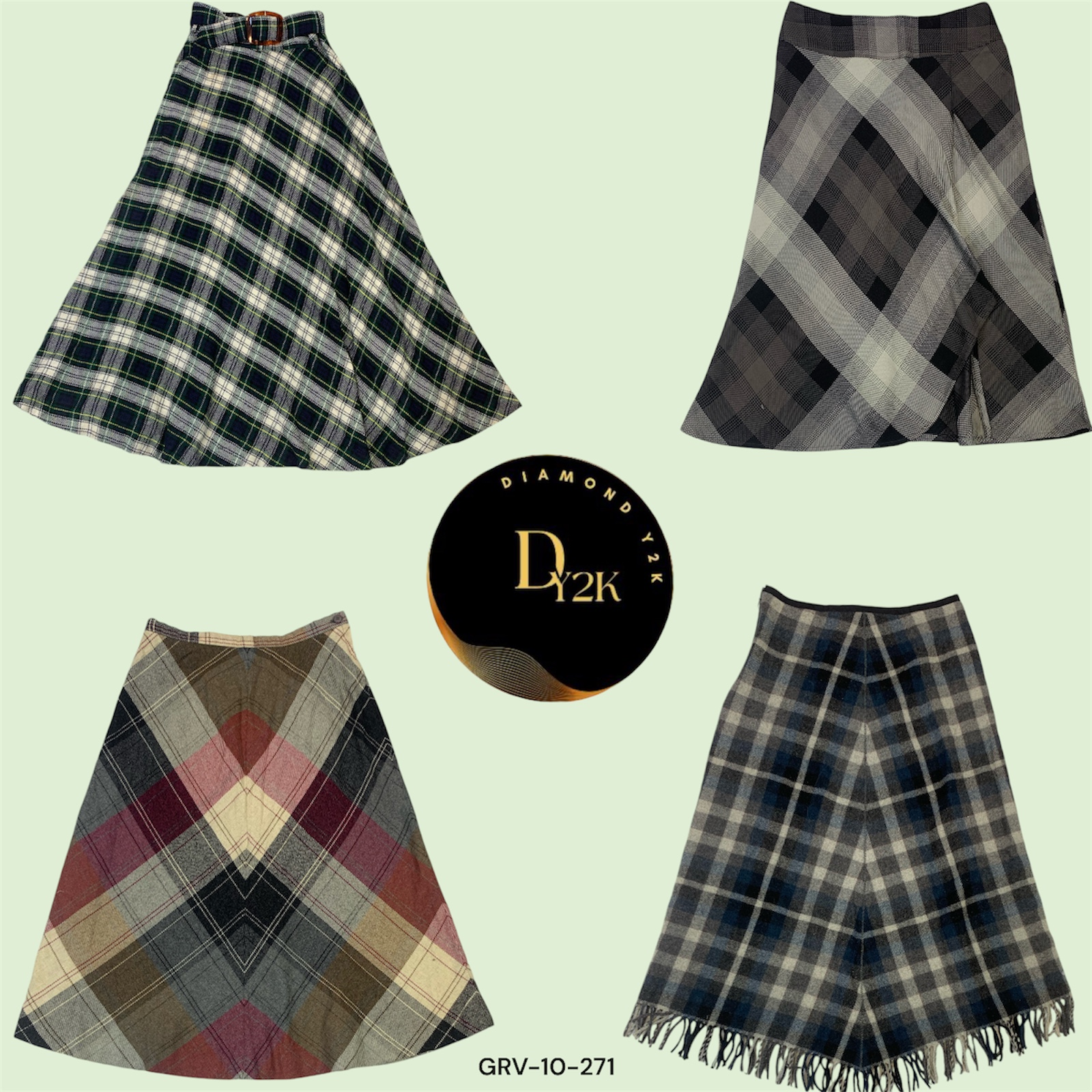 Jupe Maxi Tartan Y2K – Déclaration de Plaid Audacieux (GRV-10-271)