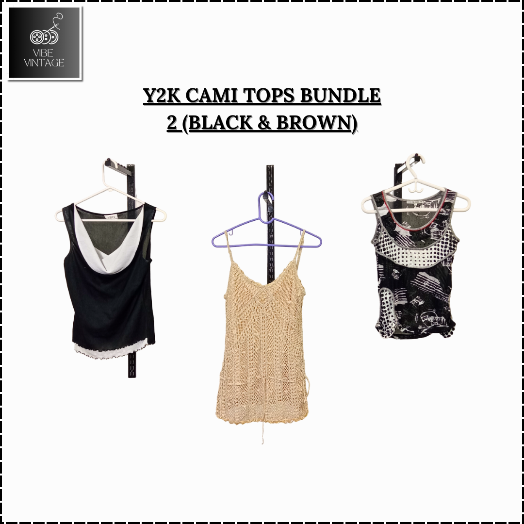 Y2K HAUTS CAMI (NOIR & MARRON) - 14 PCS (LOT 2)