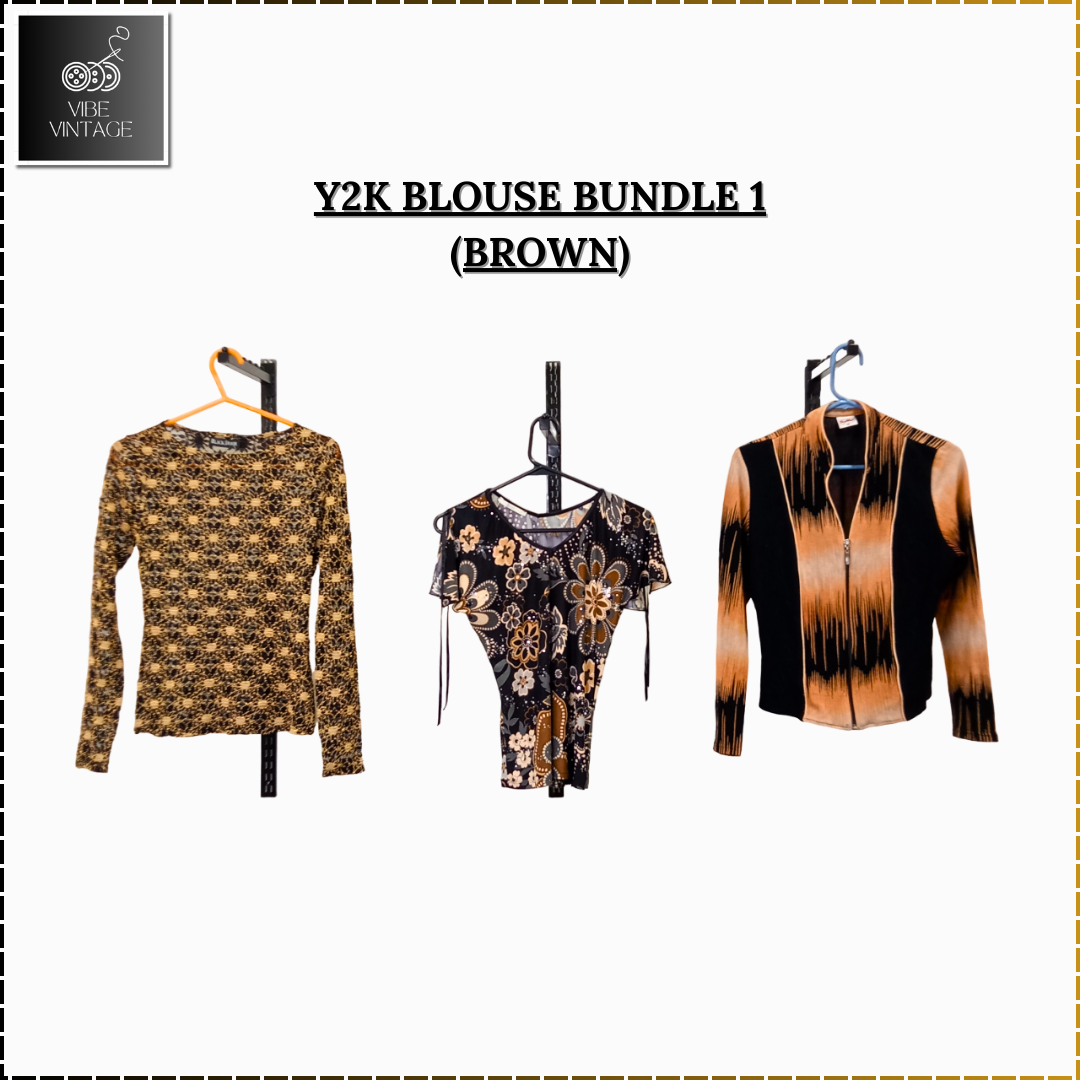 Y2K BLOUSE (BRUN) - 10 PIÈCES (BUNDLE 1)